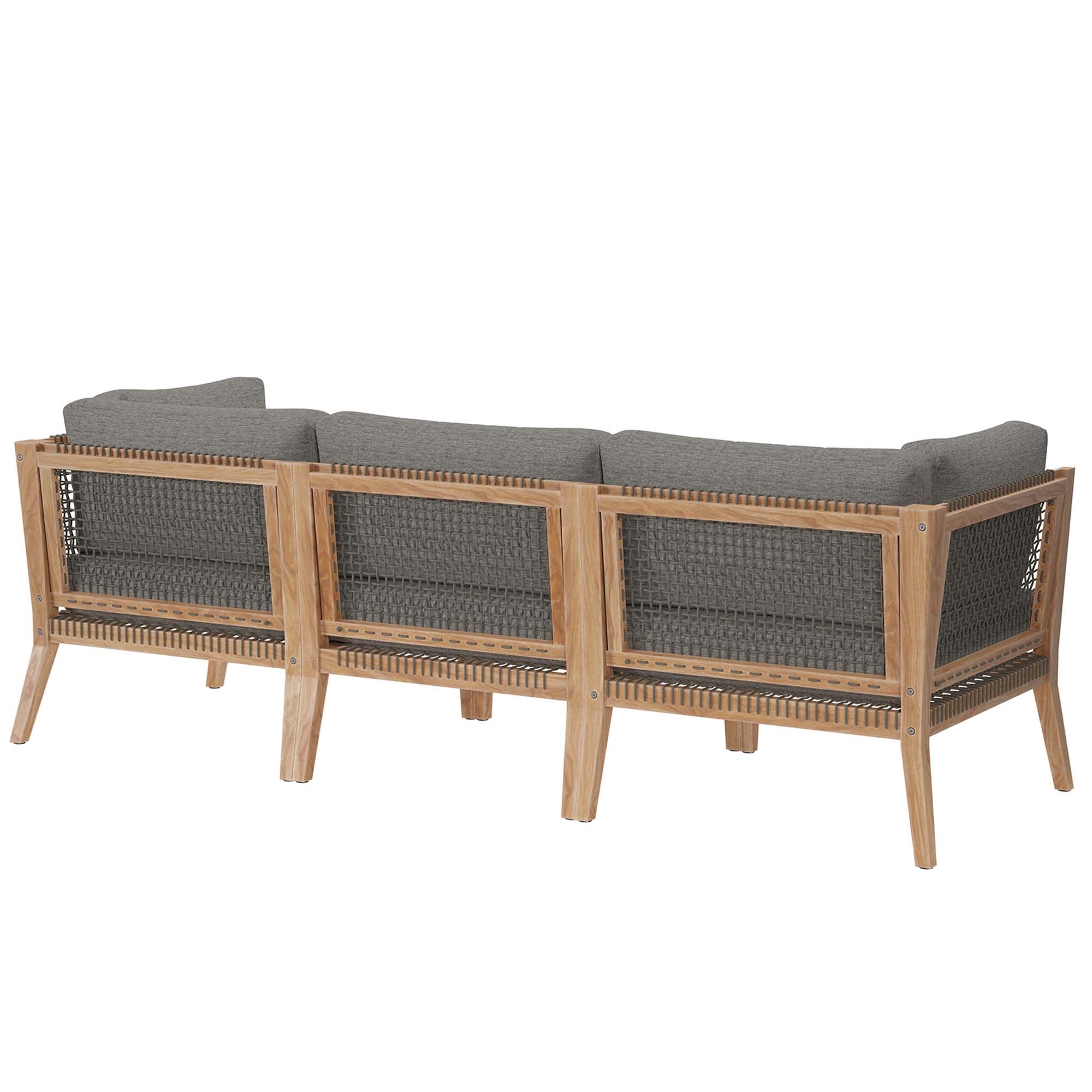 Clearwater Outdoor Patio Teak Wood Sofa, Gray Graphite