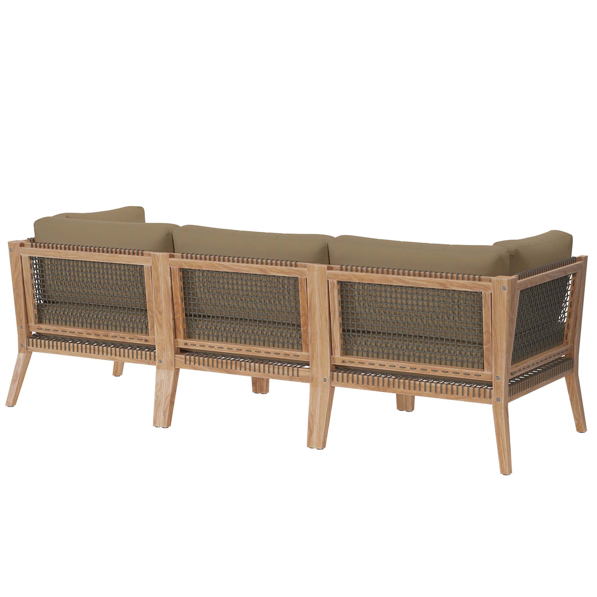 Clearwater Outdoor Patio Teak Wood Sofa, Gray Light Brown