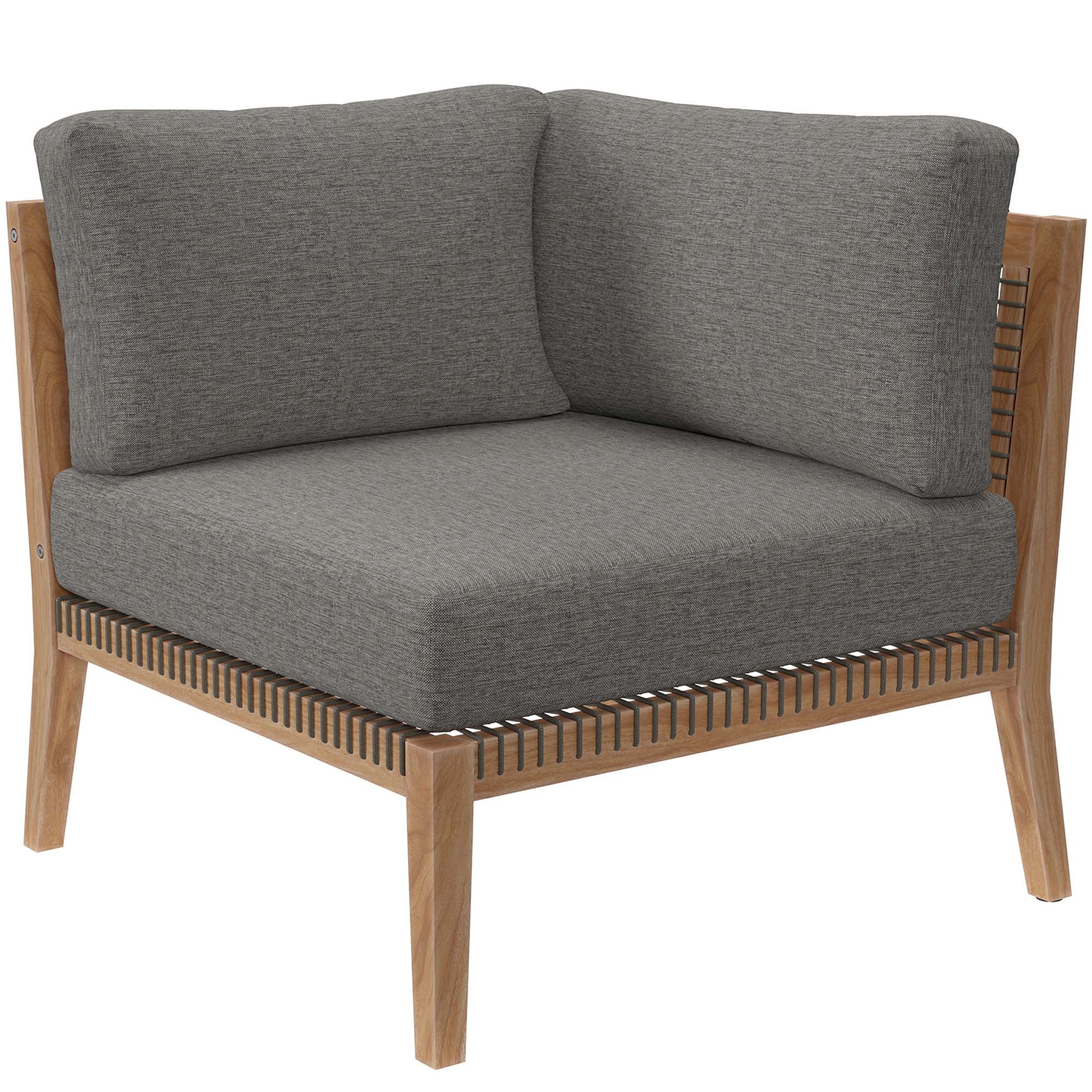 Clearwater 4-Piece Outdoor Patio Teak Wood Sectional Sofa, Gray Graphite