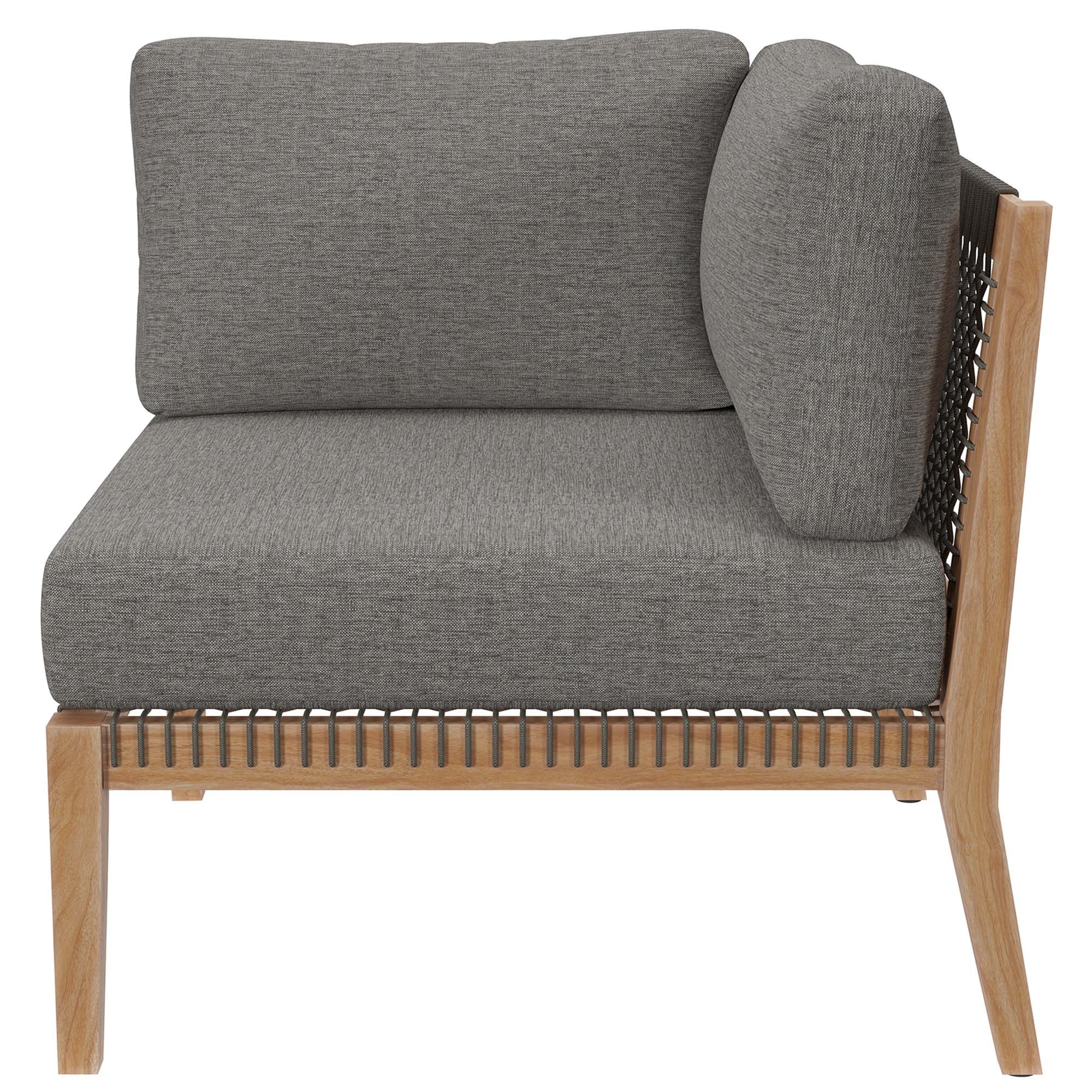 Clearwater 4-Piece Outdoor Patio Teak Wood Sectional Sofa, Gray Graphite