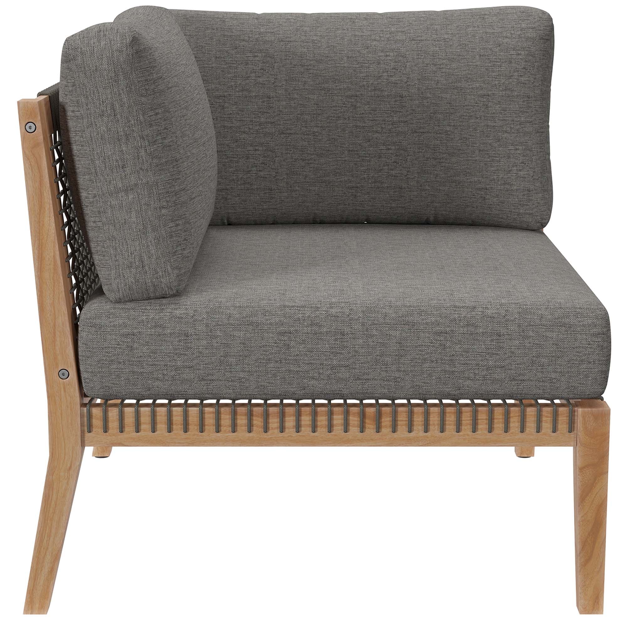 Clearwater 4-Piece Outdoor Patio Teak Wood Sectional Sofa, Gray Graphite