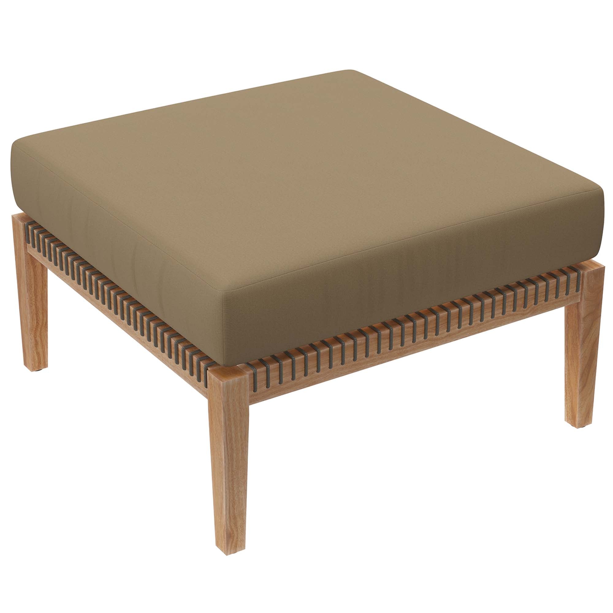 Clearwater 6-Piece Outdoor Patio Teak Wood Sectional Sofa, Gray Light Brown