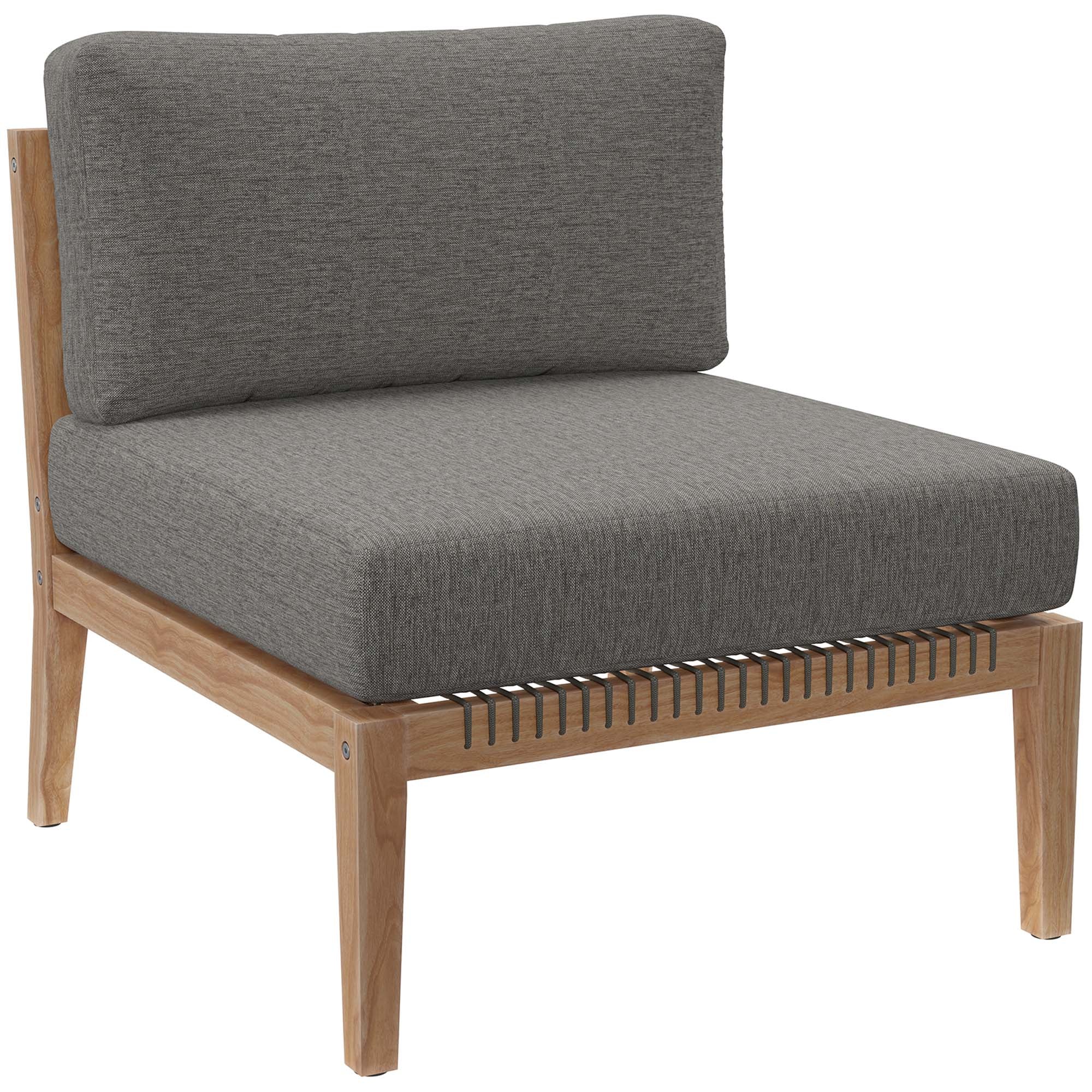 Clearwater 6-Piece Outdoor Patio Teak Wood Sectional Sofa, Gray Graphite