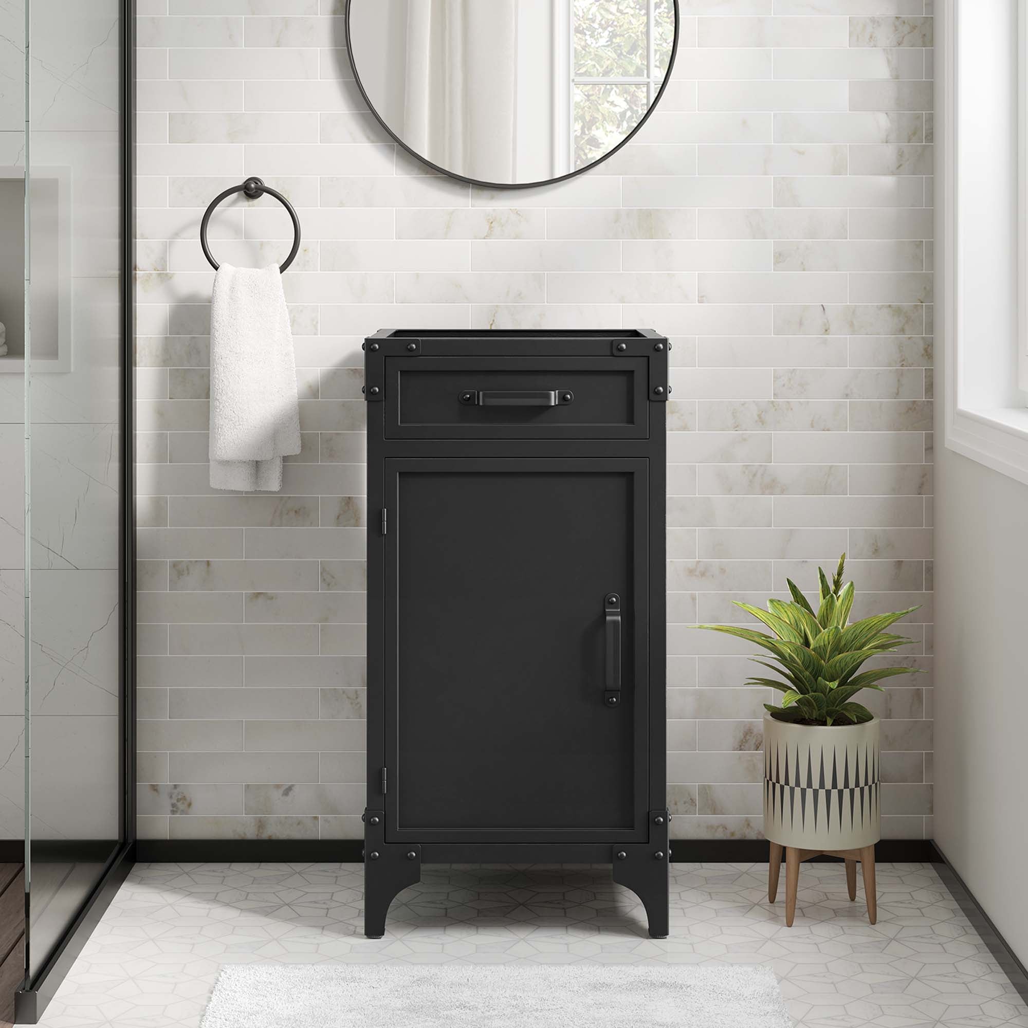 Steamforge 18" Bathroom Vanity Cabinet (Sink Basin Not Included), Black Walnut