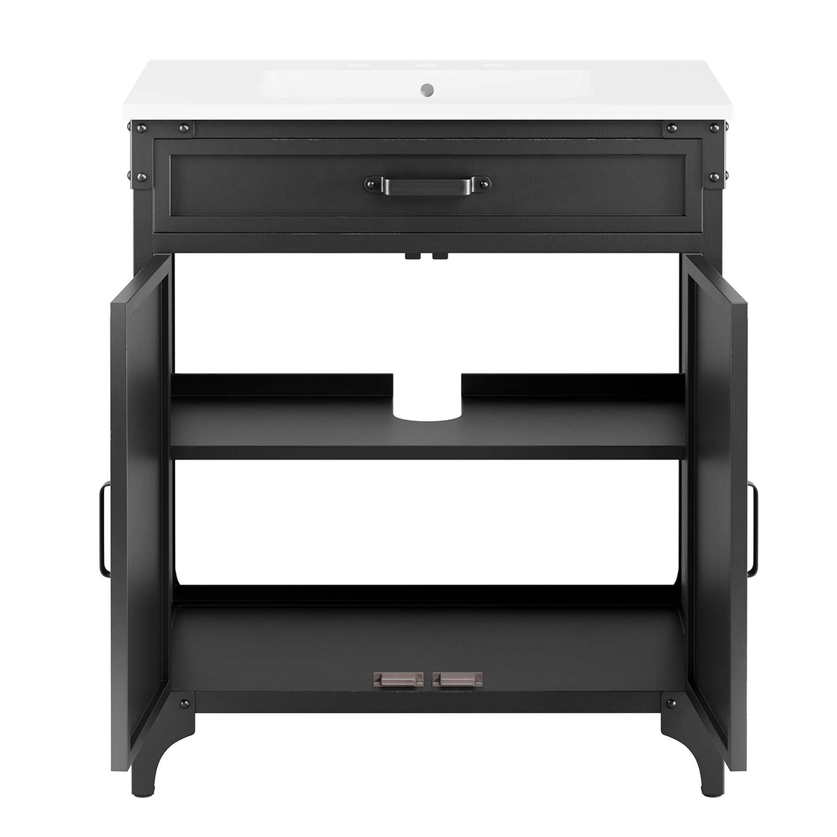 Steamforge 30" Bathroom Vanity Cabinet (Sink Basin Not Included), Black Walnut