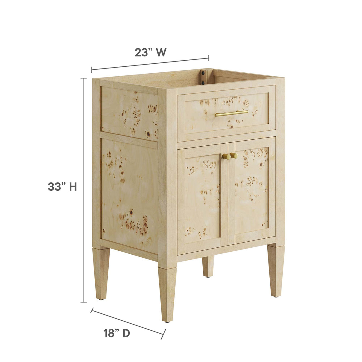 Elysian 24" Wood Bathroom Vanity Cabinet (Sink Basin Not Included), Burgundy