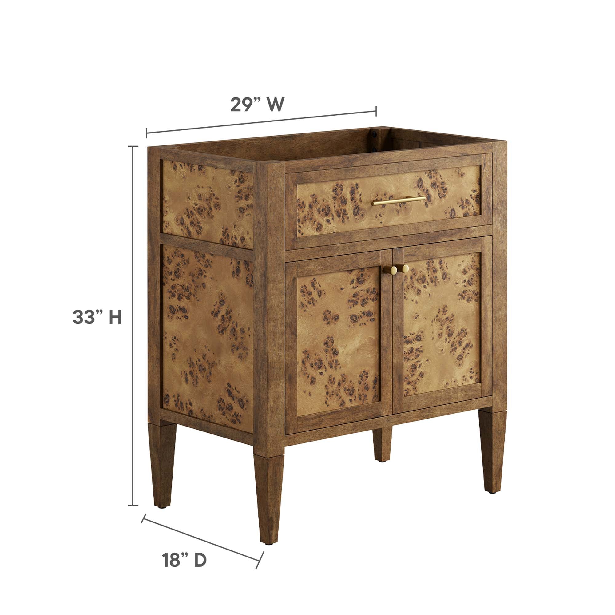 Elysian 30" Bathroom Vanity Cabinet (Sink Basin Not Included), Brown