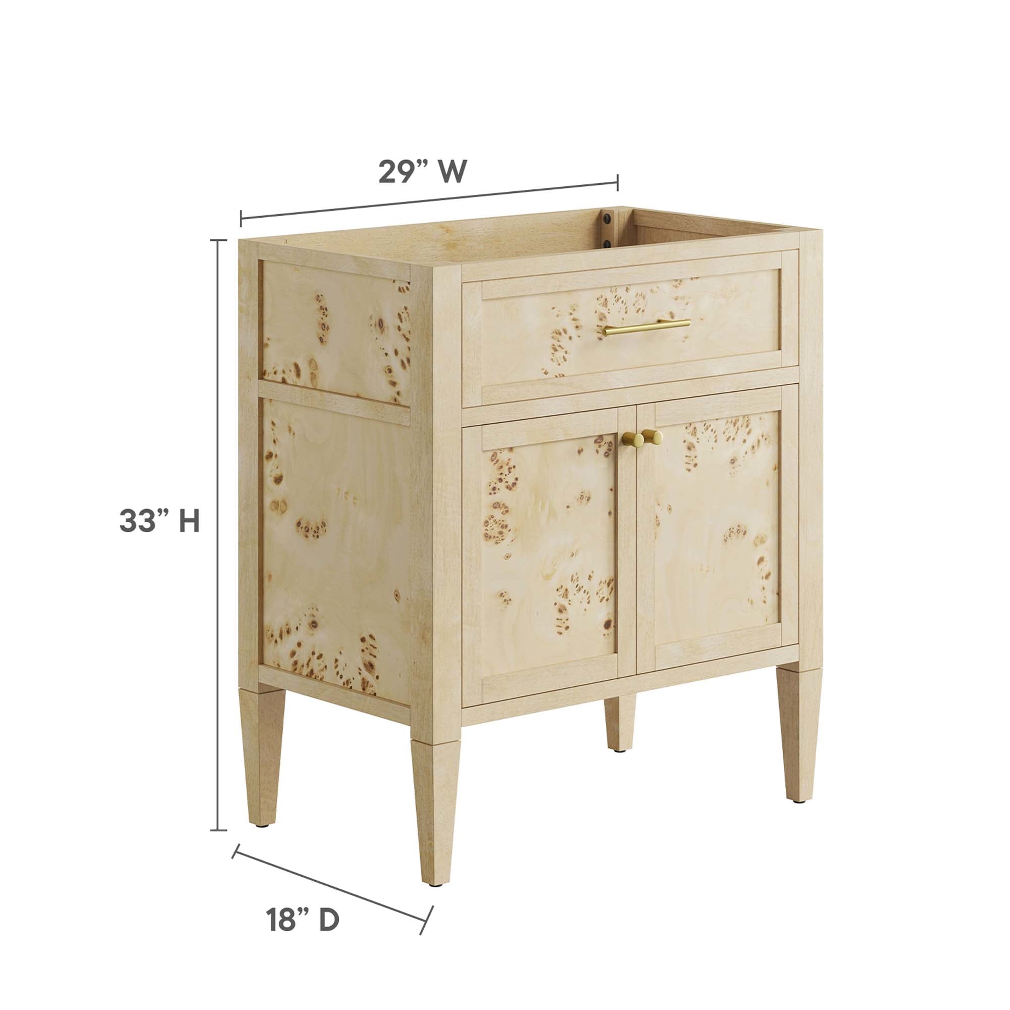 Elysian 30" Bathroom Vanity Cabinet (Sink Basin Not Included), Burgundy