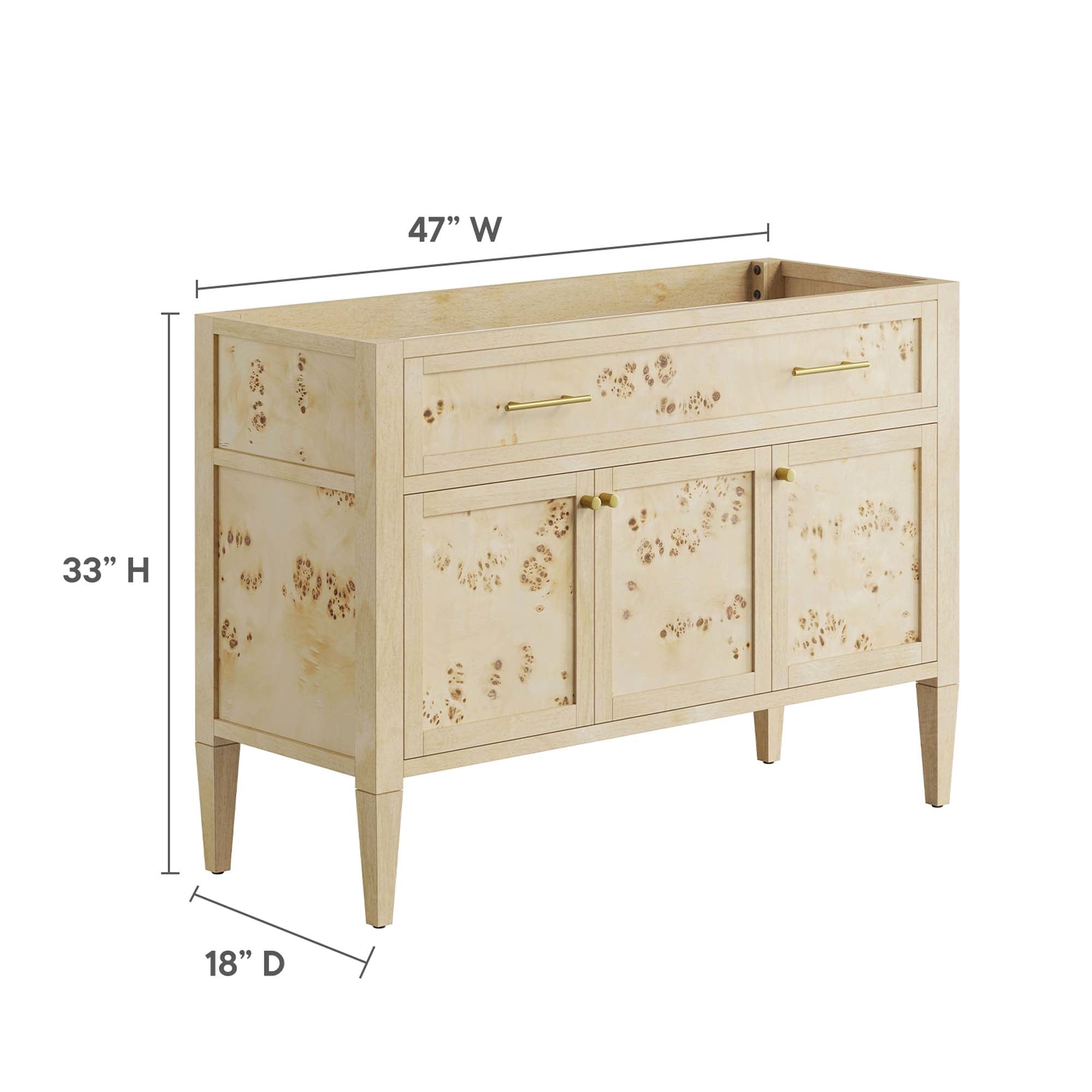Elysian 48" Wood Bathroom Vanity Cabinet (Sink Basin Not Included), Burl