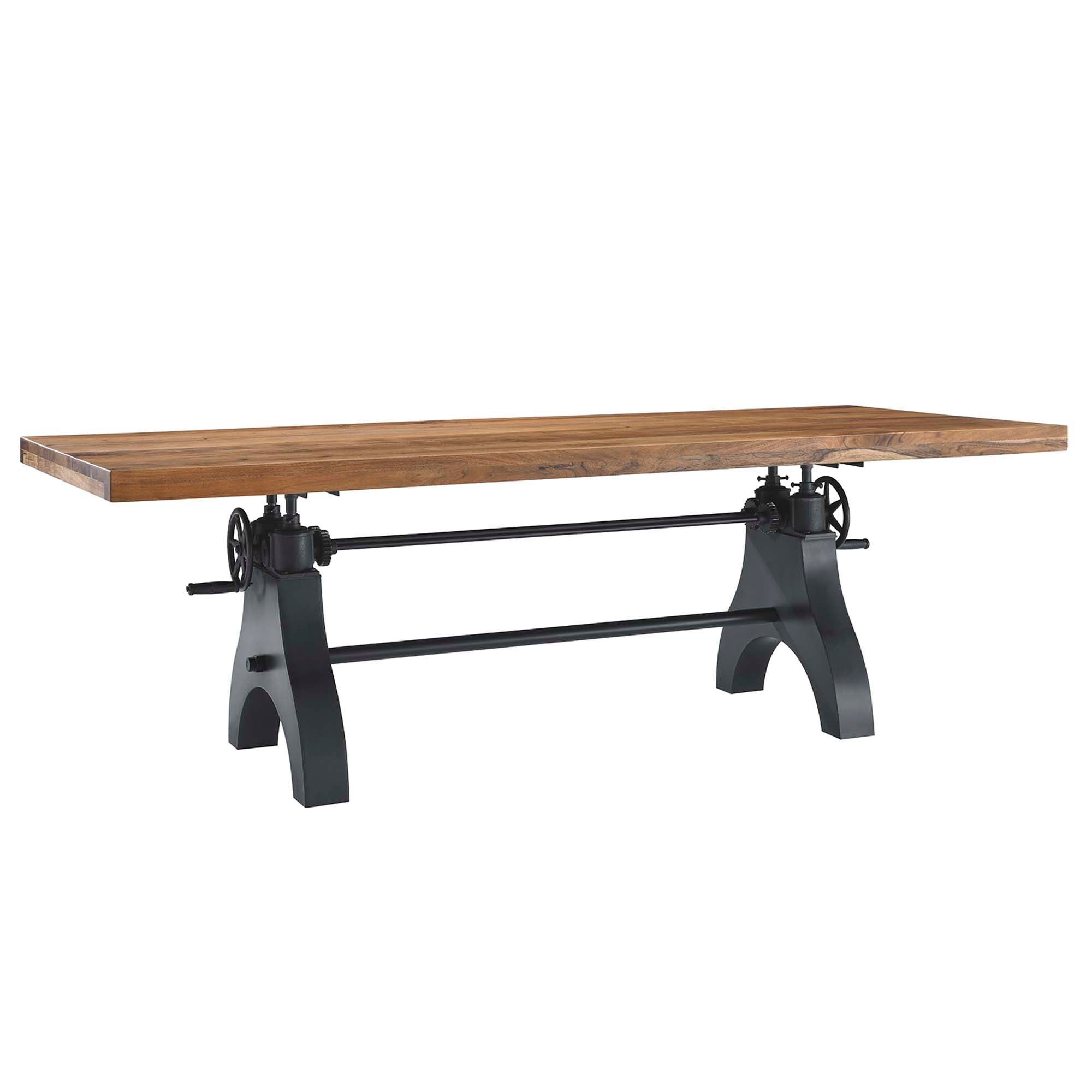Genuine 96" Crank Adjustable Height Dining and Conference Table, Black Natural