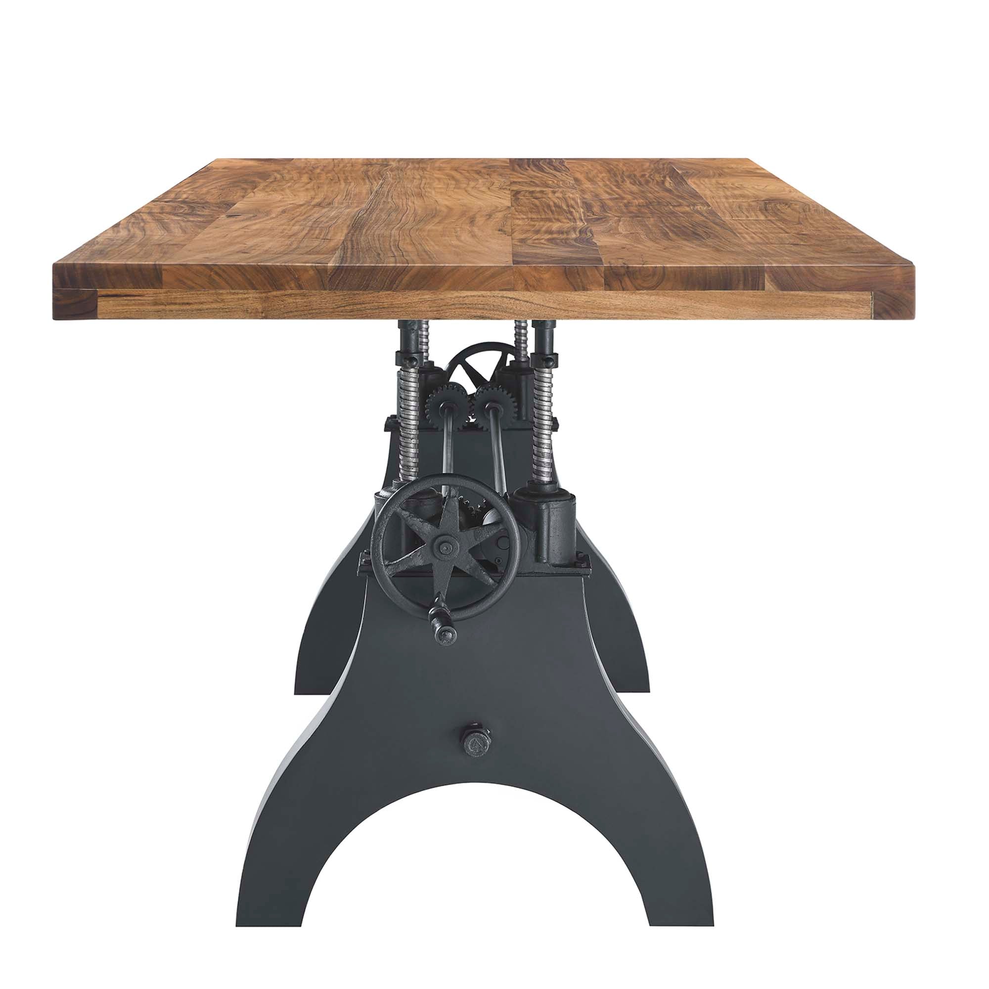 Genuine 96" Crank Adjustable Height Dining and Conference Table, Black Natural