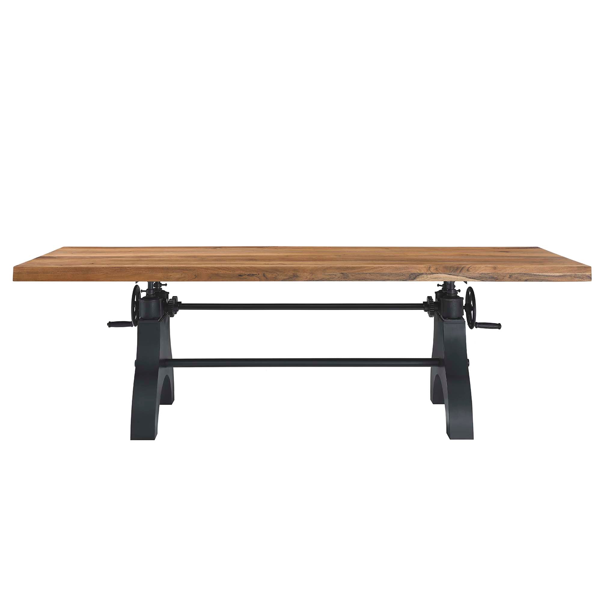 Genuine 96" Crank Adjustable Height Dining and Conference Table, Black Natural