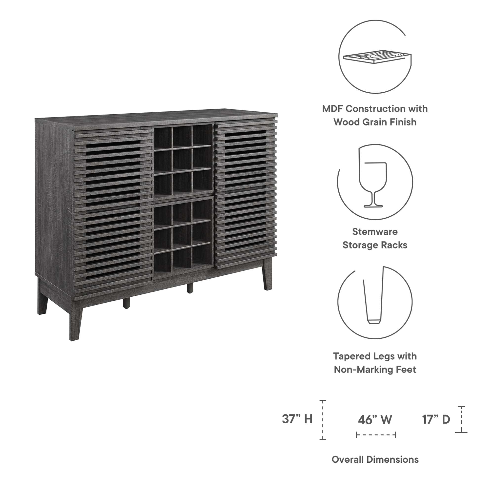 Render Bar Cabinet, Charcoal
