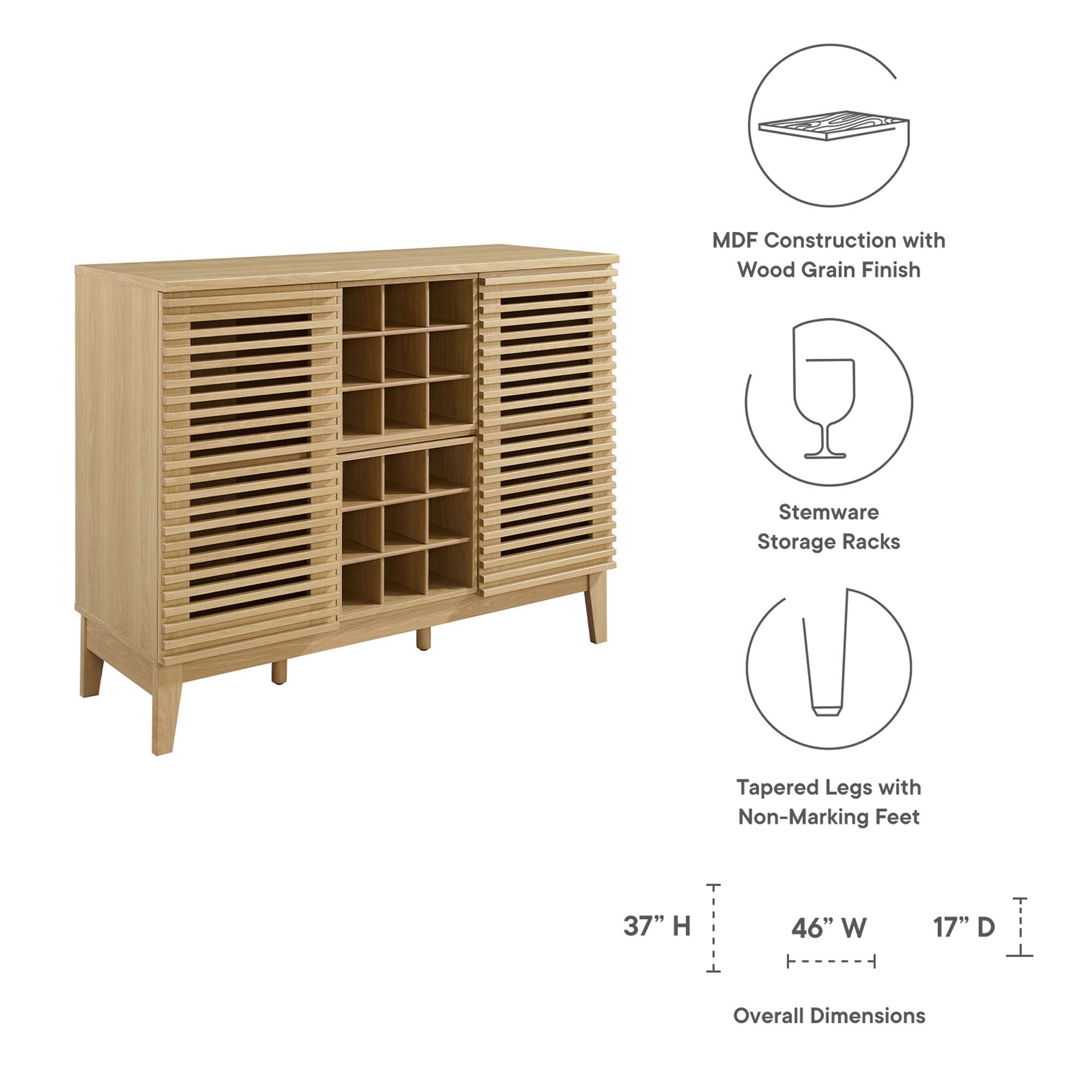 Render Bar Cabinet, Oak