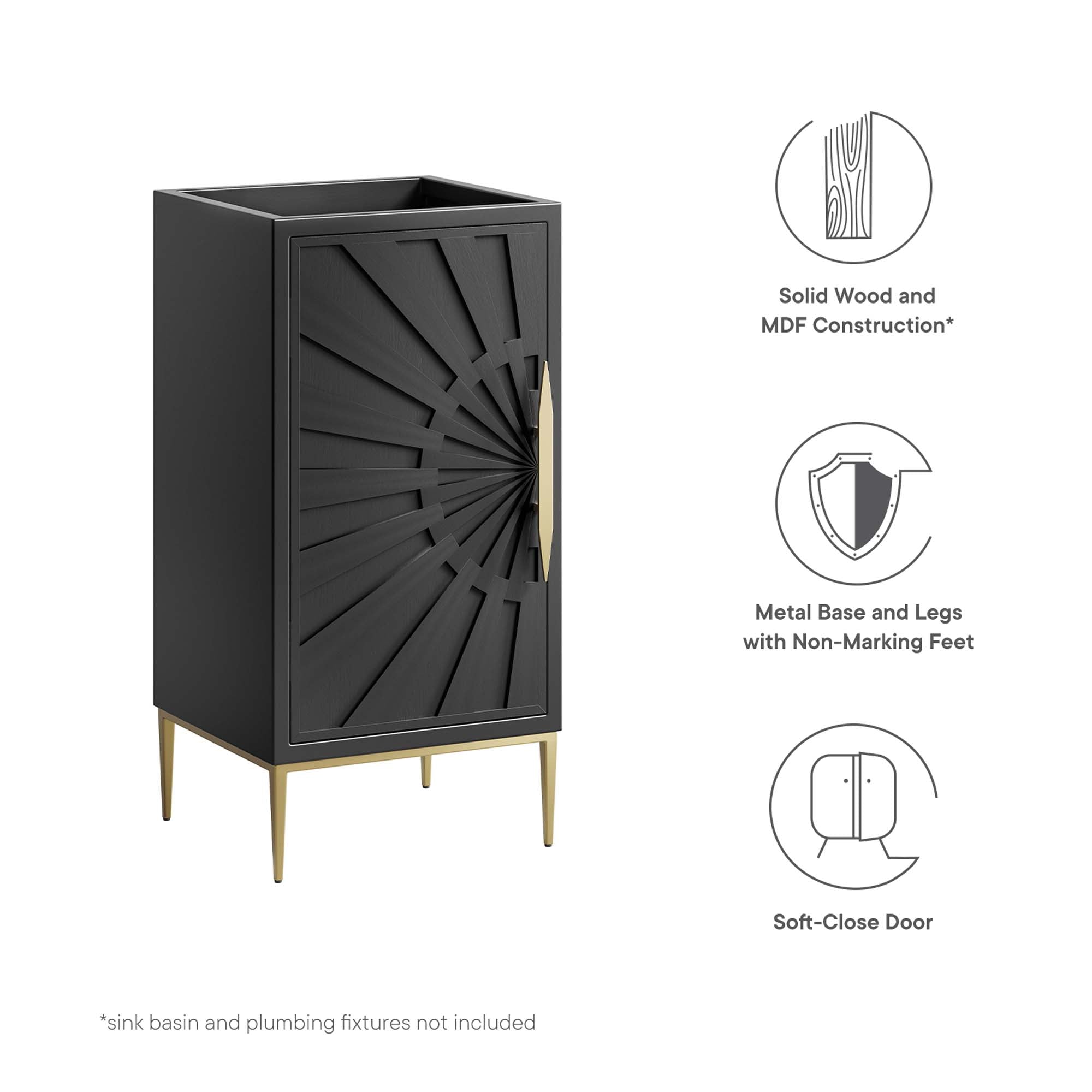Awaken 18" Bathroom Vanity Cabinet, Black