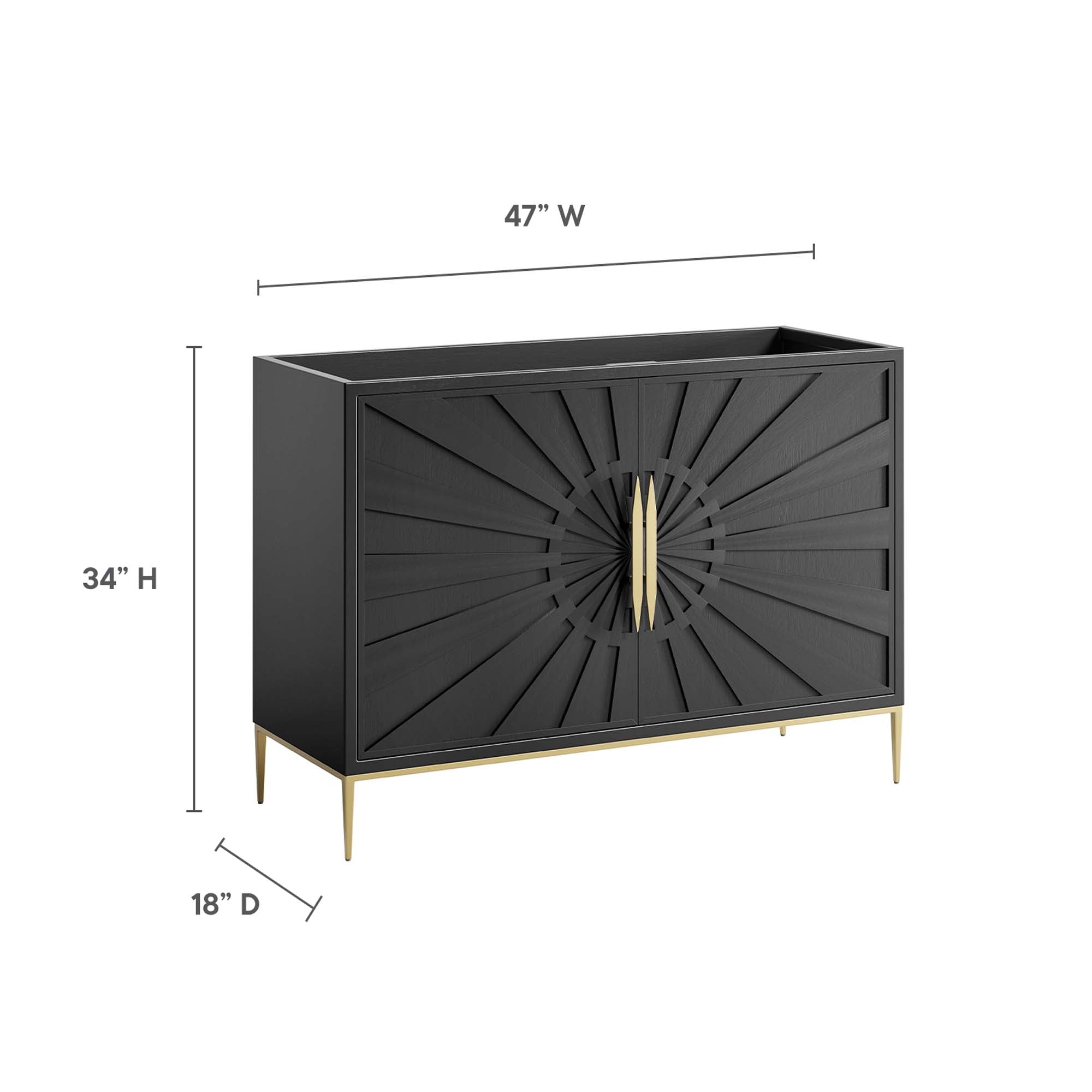 Awaken 48" Double or Single Sink Compatible (Not Included) Bathroom Vanity Cabinet, Black