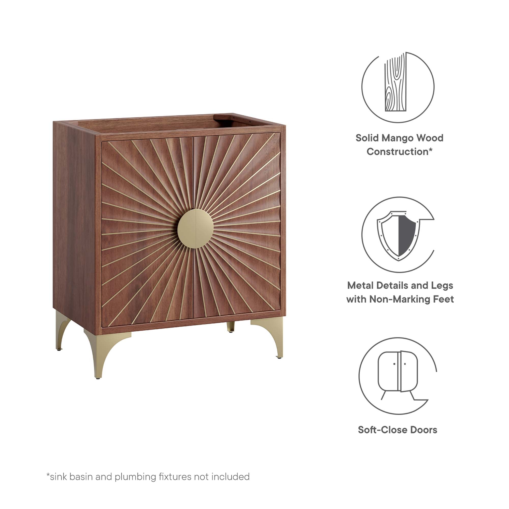 Daylight 30" Bathroom Vanity Cabinet, Walnut