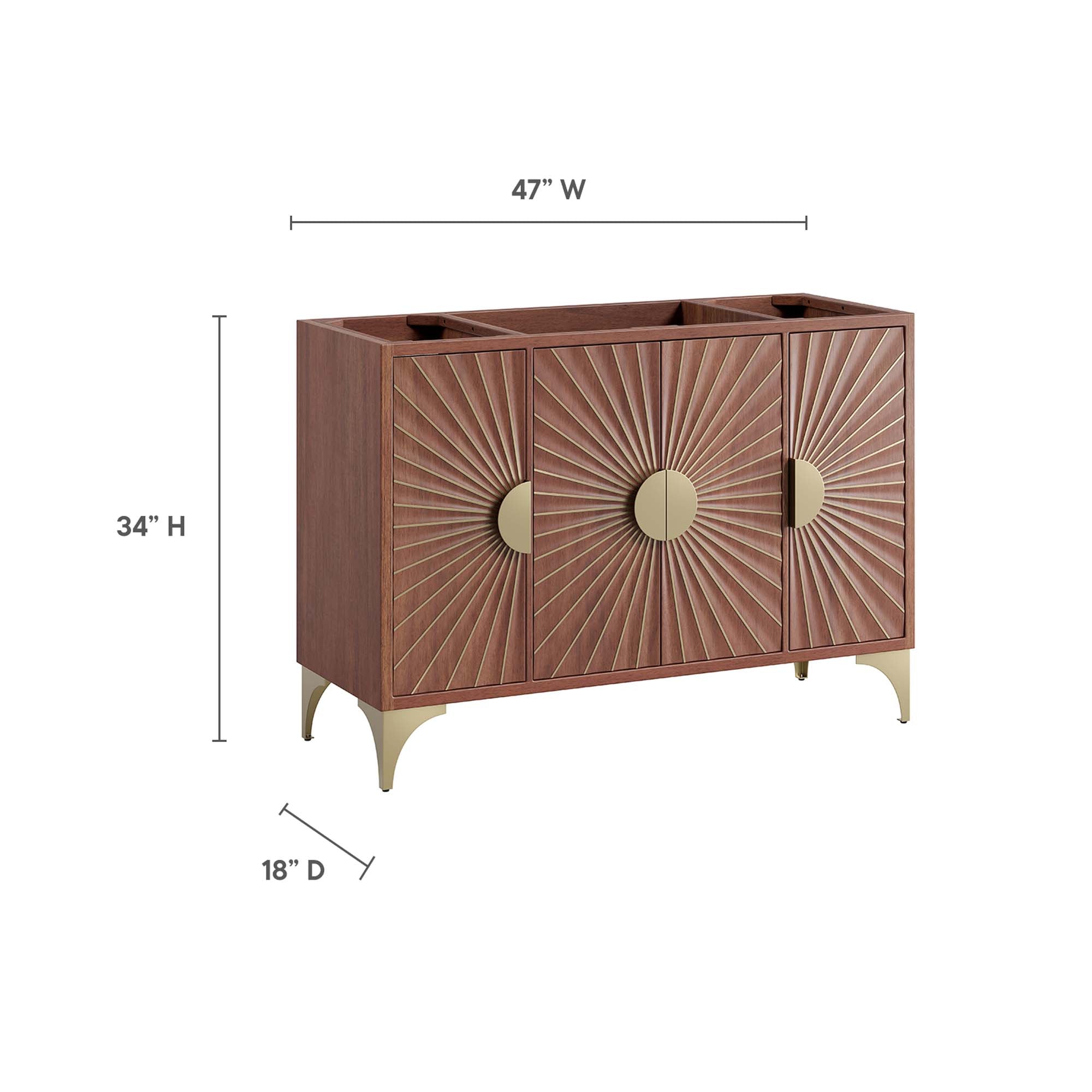 Daylight 48" Single Sink Compatible (Not Included) Bathroom Vanity Cabinet, Walnut