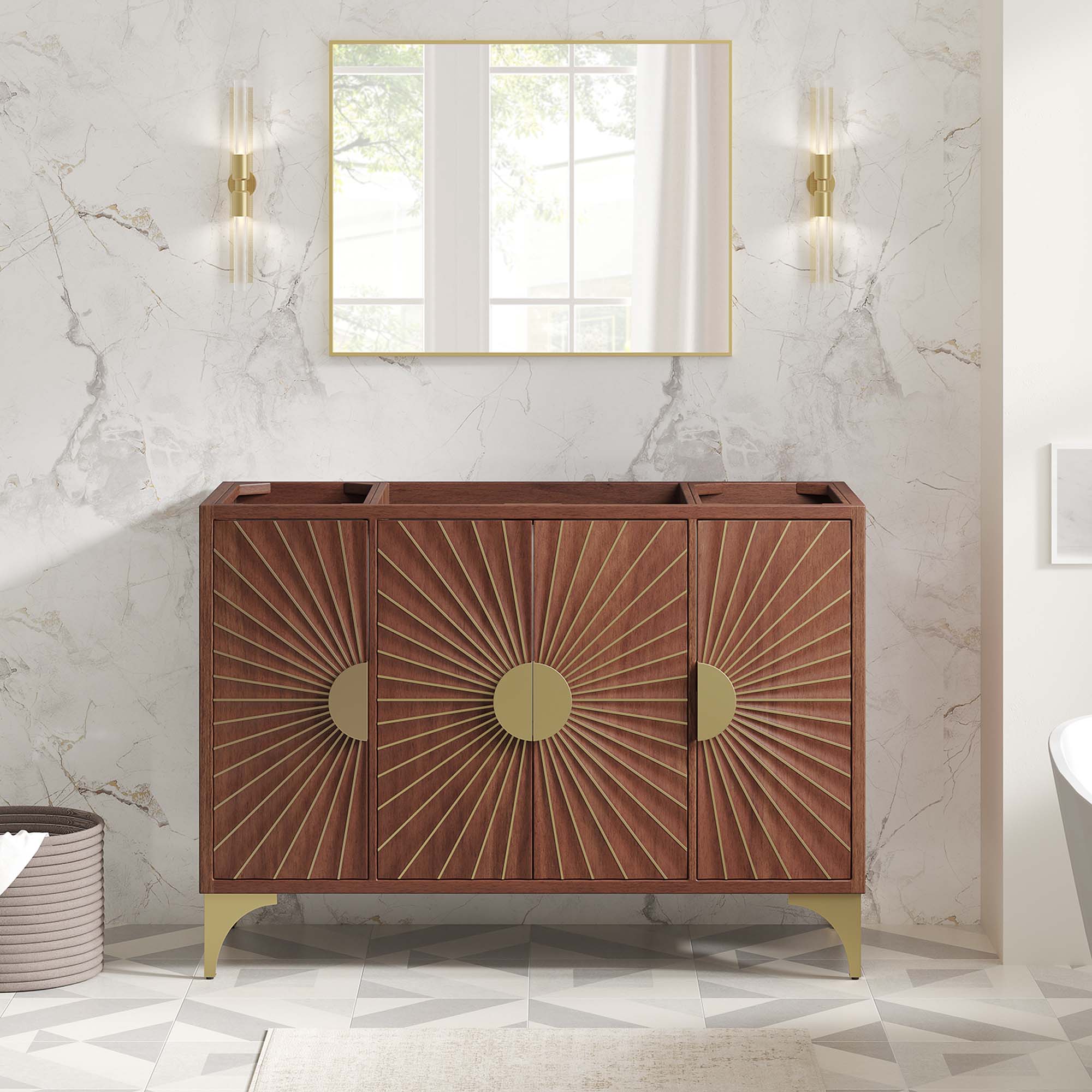 Daylight 48" Single Sink Compatible (Not Included) Bathroom Vanity Cabinet, Walnut