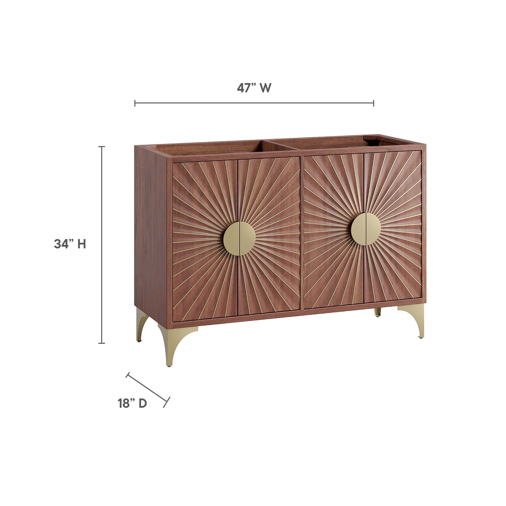 Daylight 48" Double Sink Compatible (Not Included) Bathroom Vanity Cabinet, Walnut