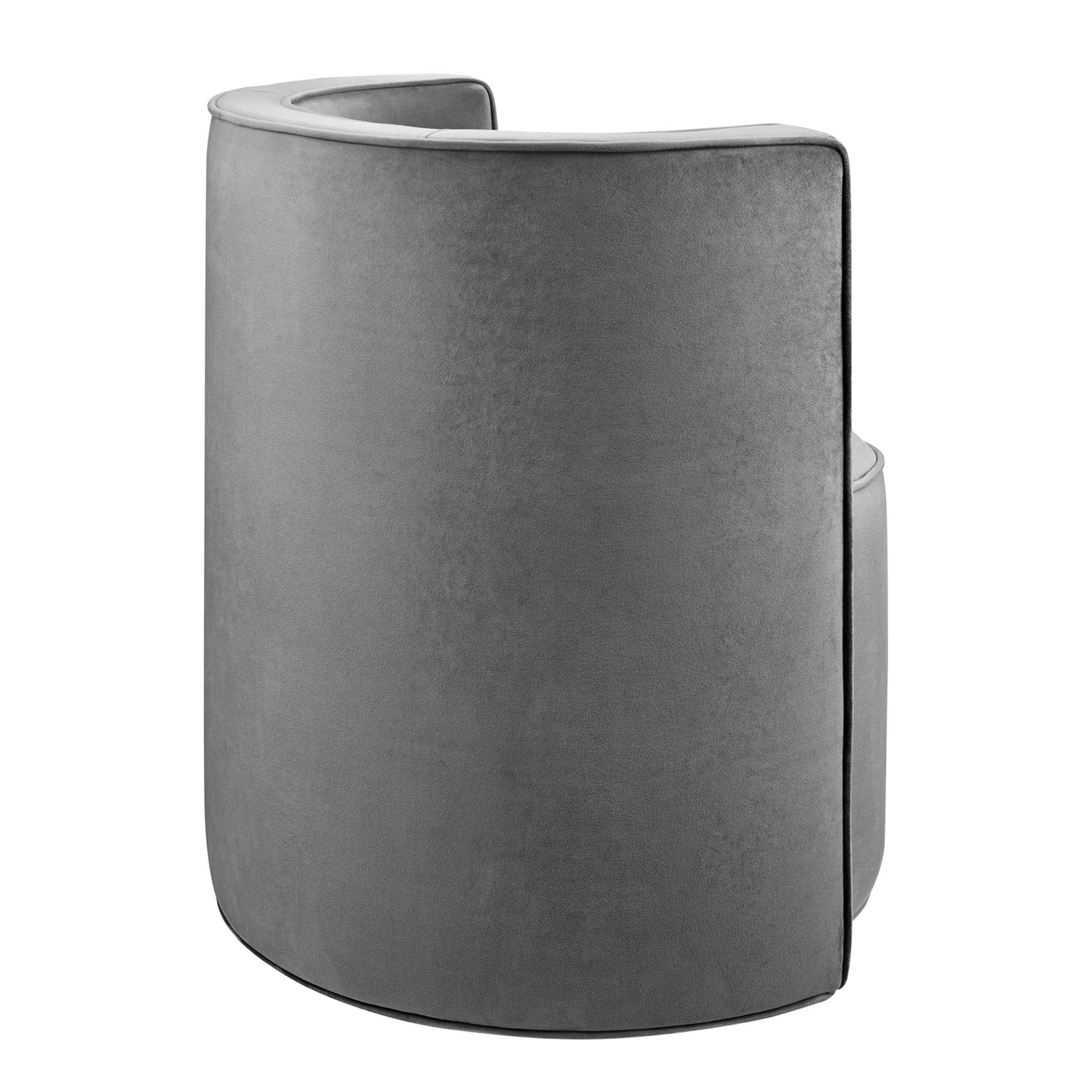 Della Performance Velvet Fabric Swivel Chair, Gray