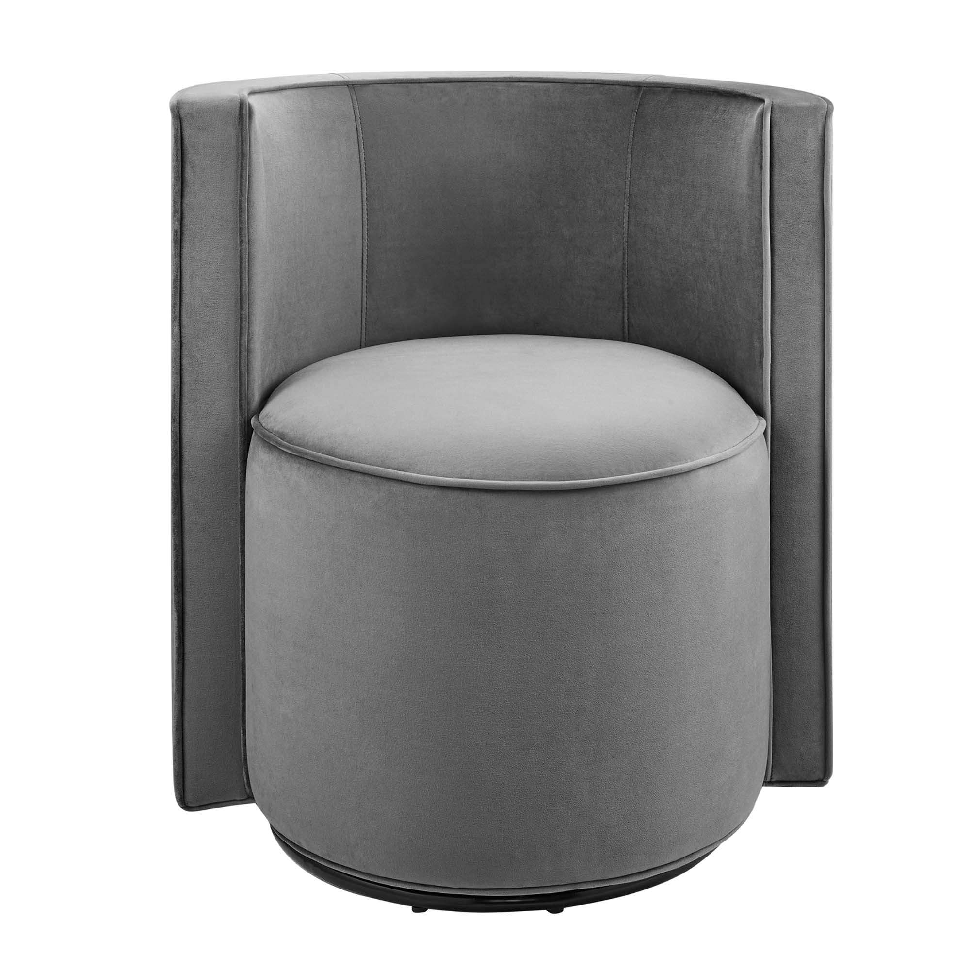 Della Performance Velvet Fabric Swivel Chair, Gray