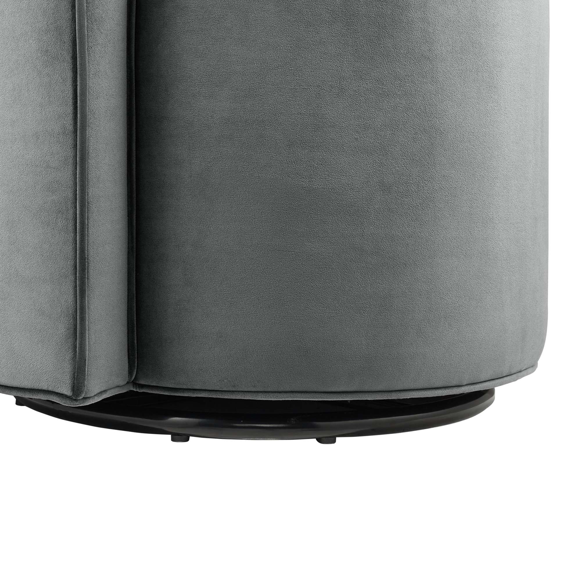 Della Performance Velvet Fabric Swivel Chair, Gray