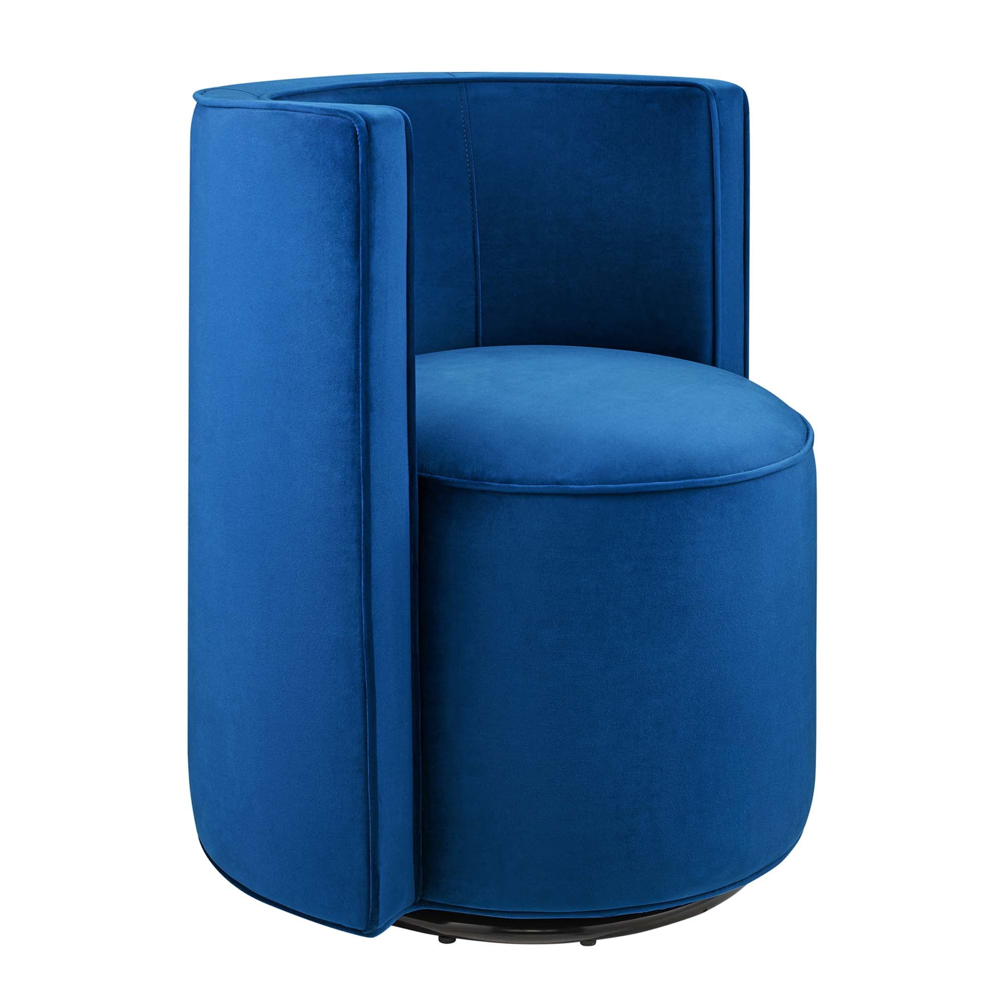 Della Performance Velvet Fabric Swivel Chair, Navy