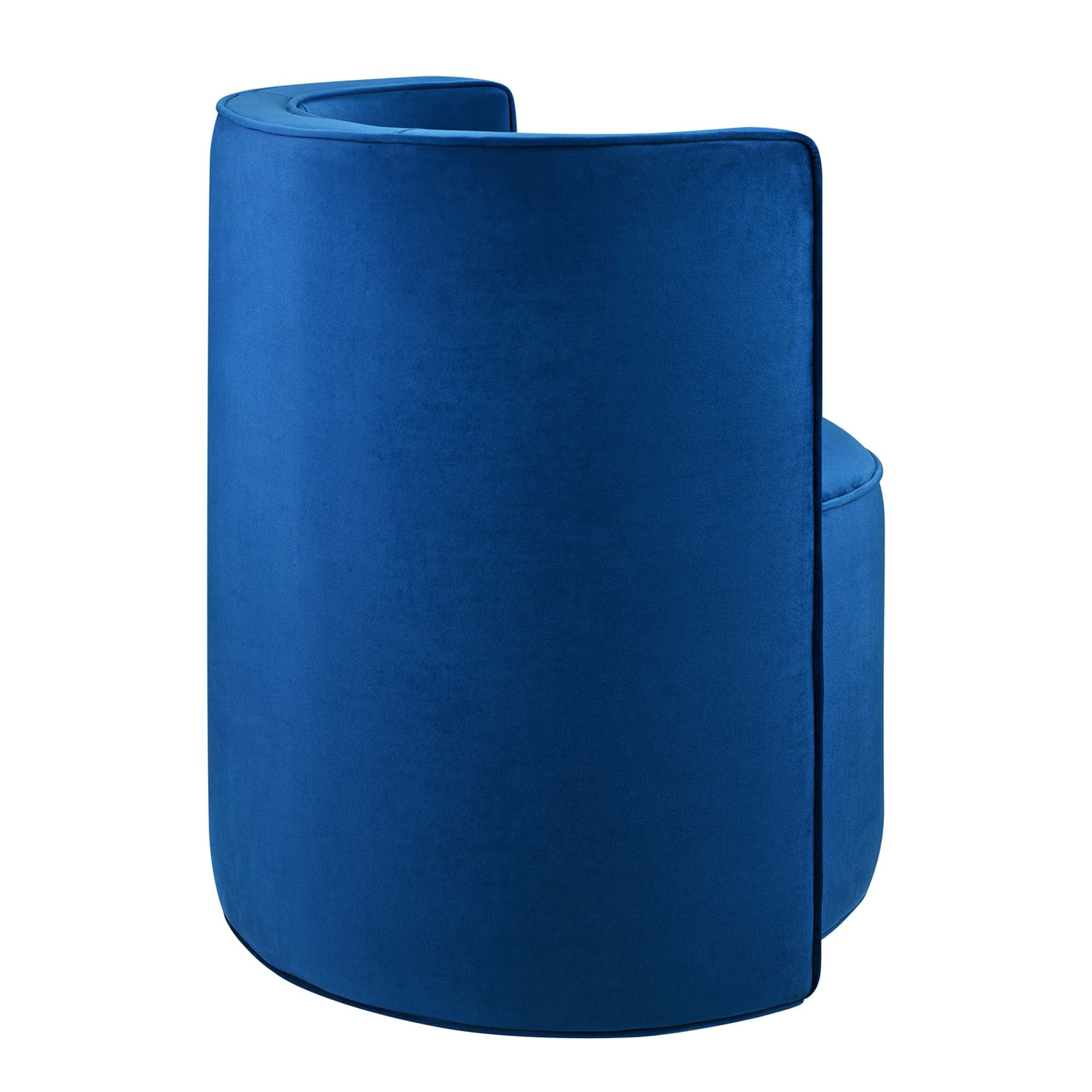 Della Performance Velvet Fabric Swivel Chair, Navy