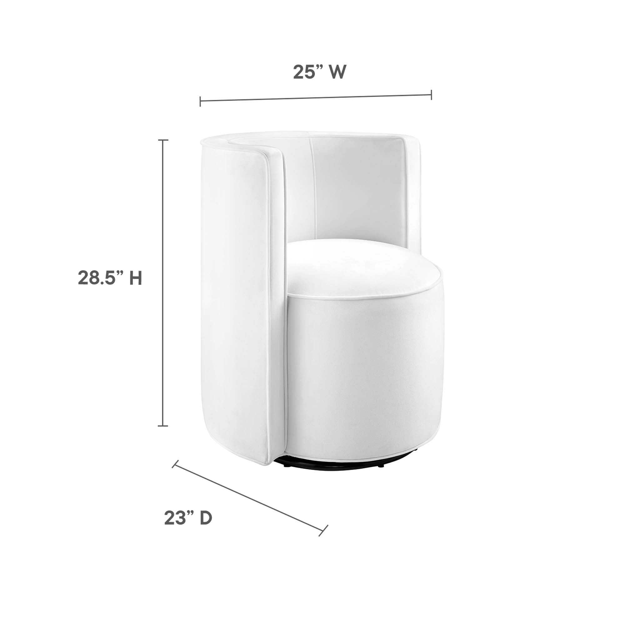 Della Performance Velvet Fabric Swivel Chair, White