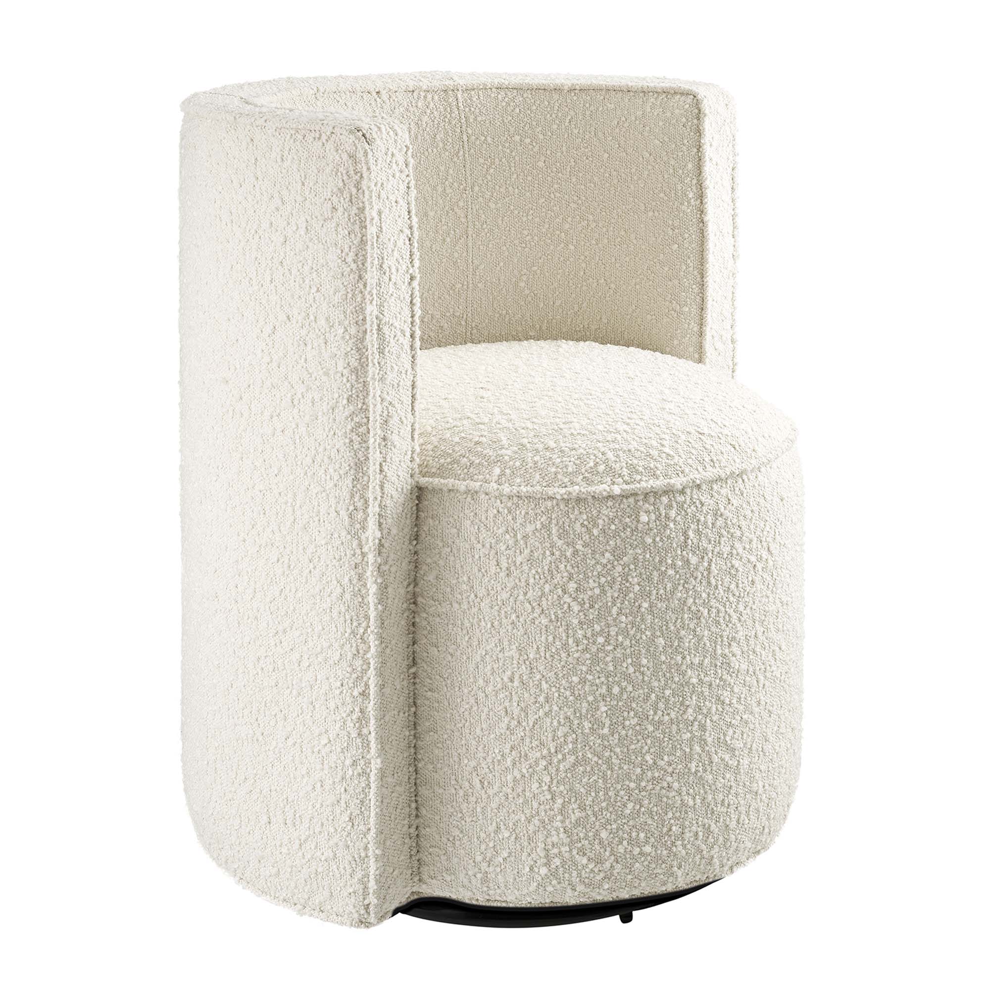 Della Boucle Fabric Swivel Chair, Ivory