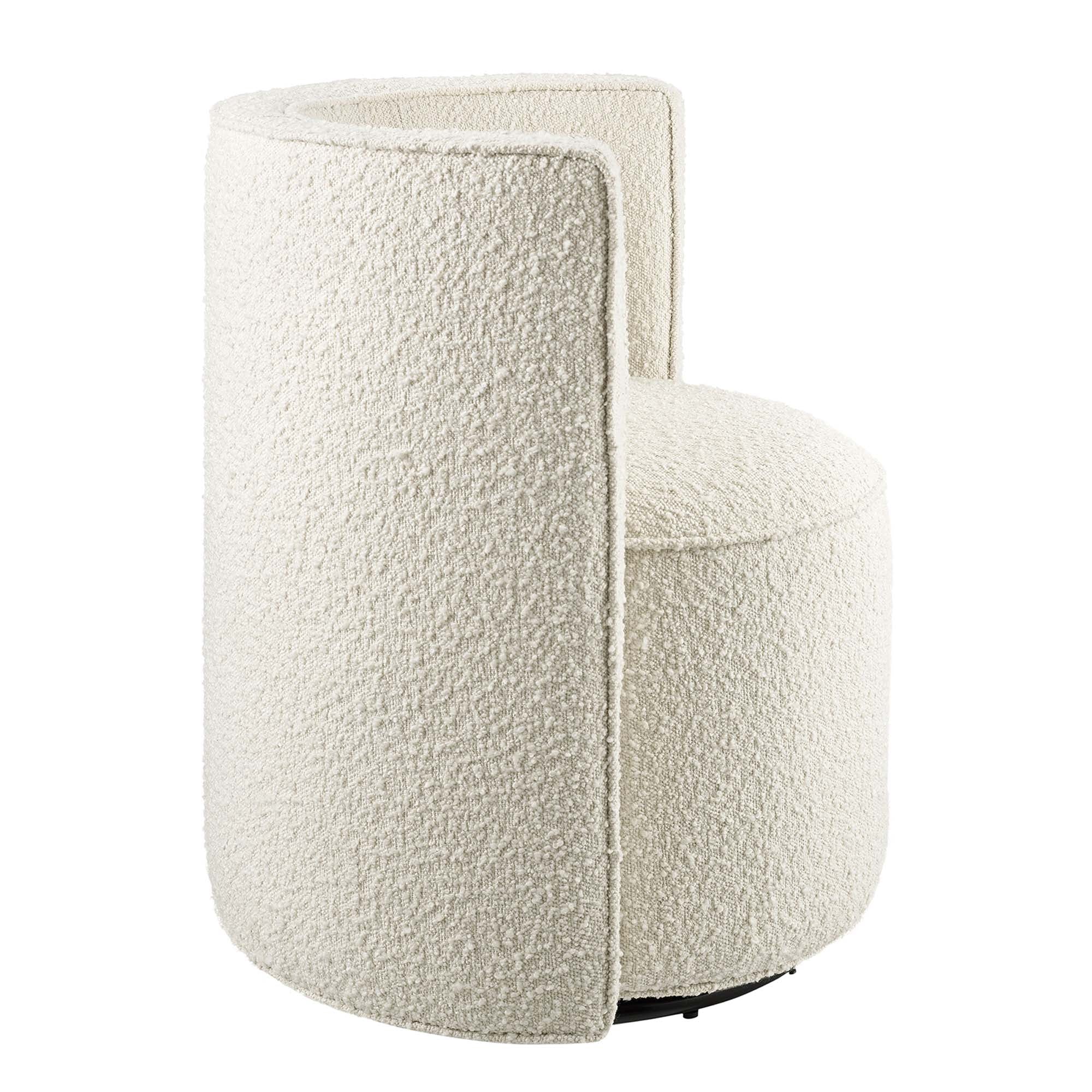 Della Boucle Fabric Swivel Chair, Ivory