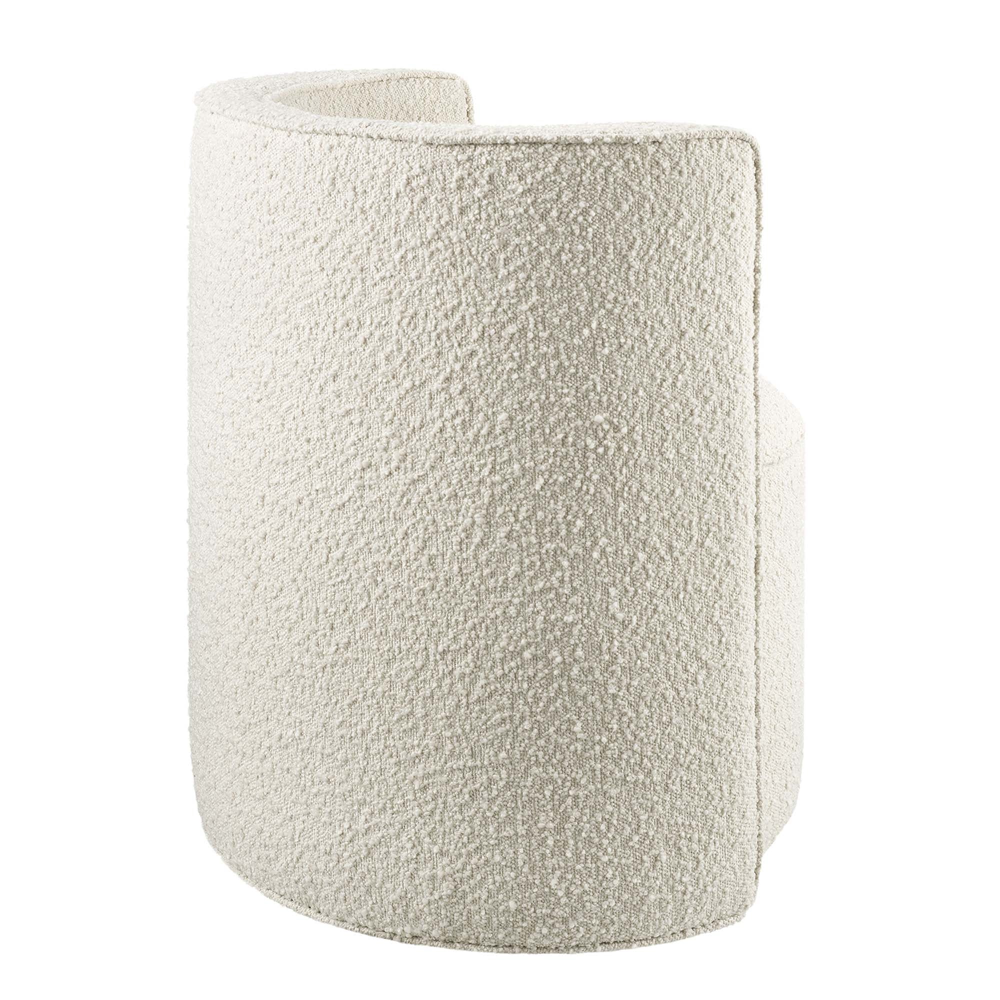 Della Boucle Fabric Swivel Chair, Ivory