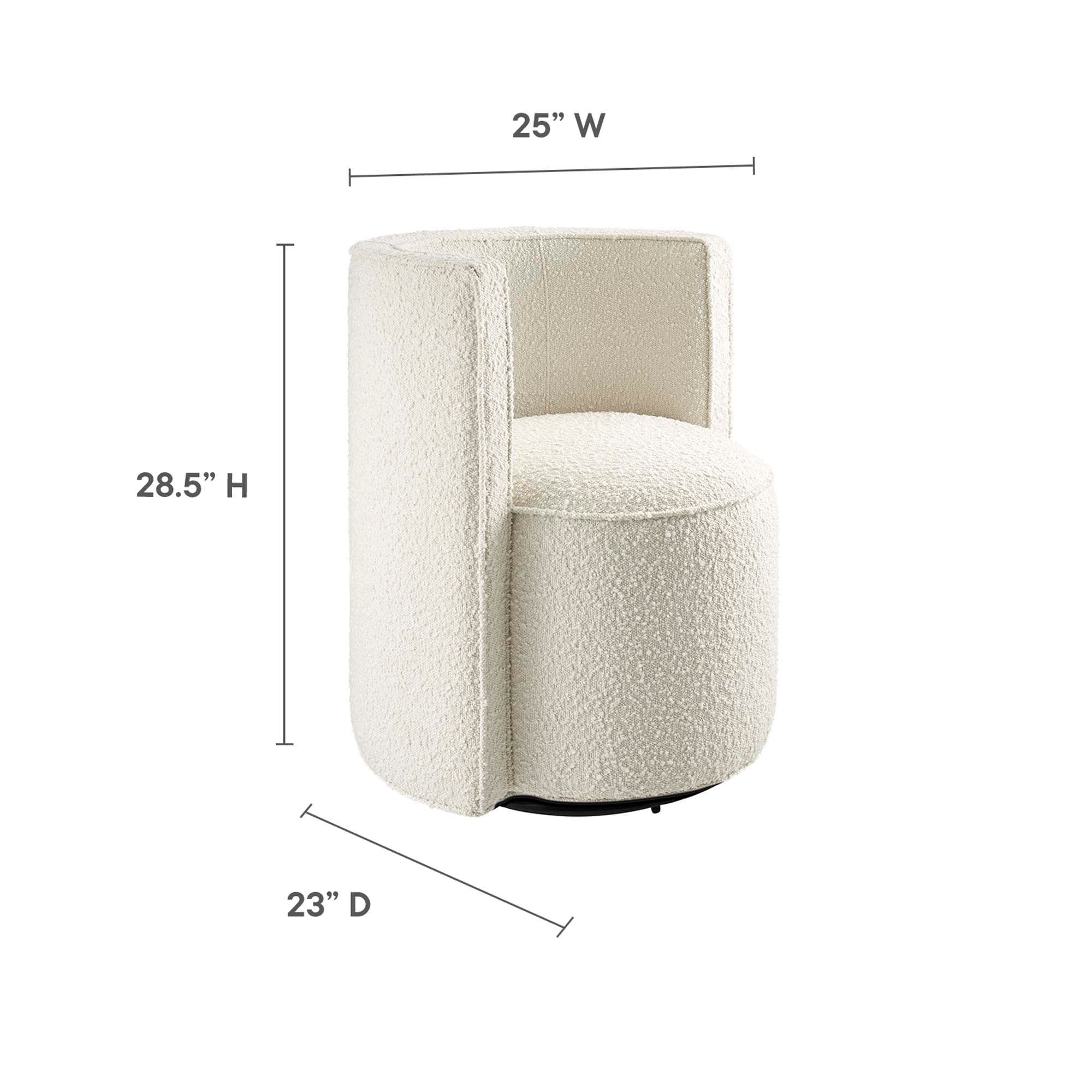 Della Boucle Fabric Swivel Chair, Ivory
