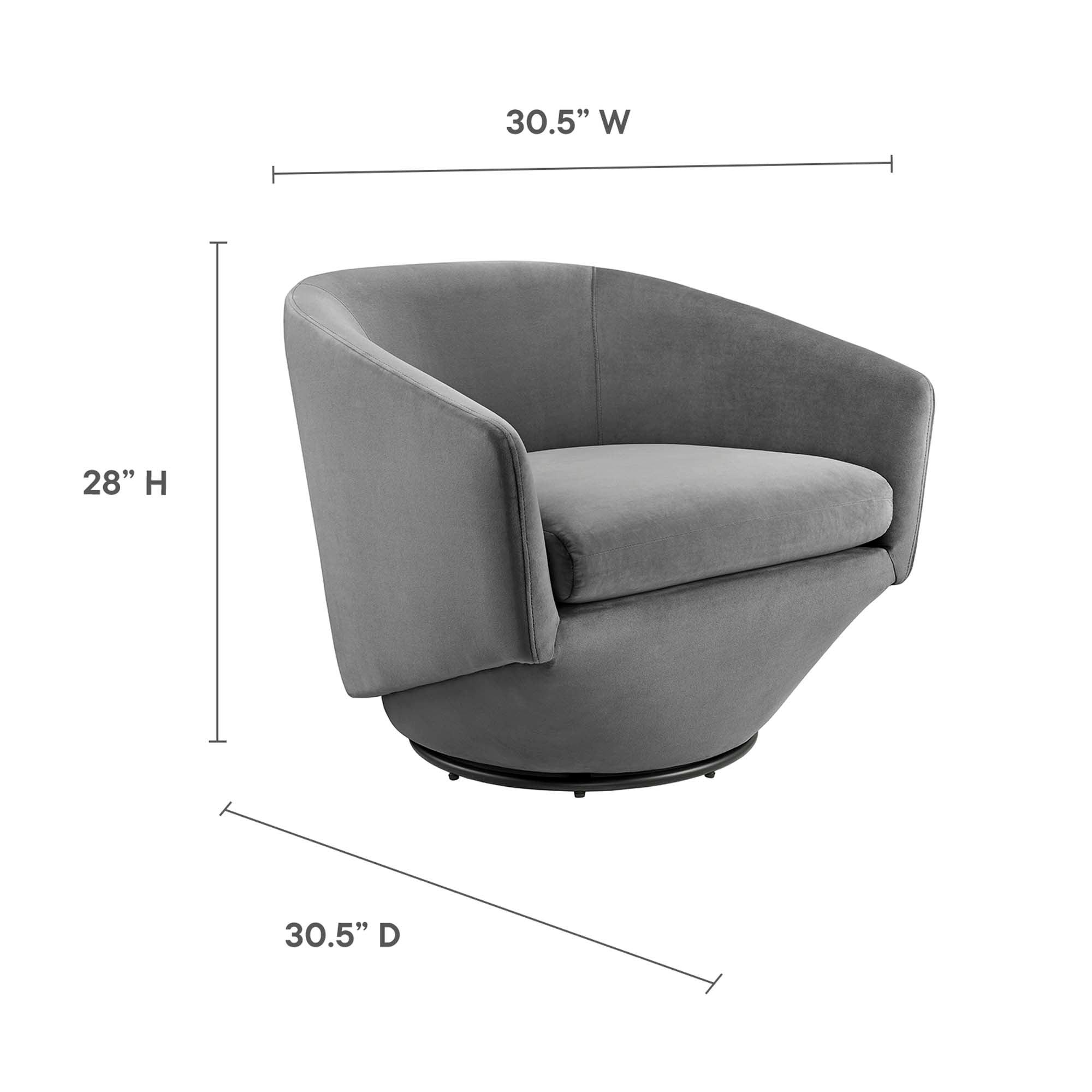 Series Performance Velvet Fabric Swivel Chair, Gray