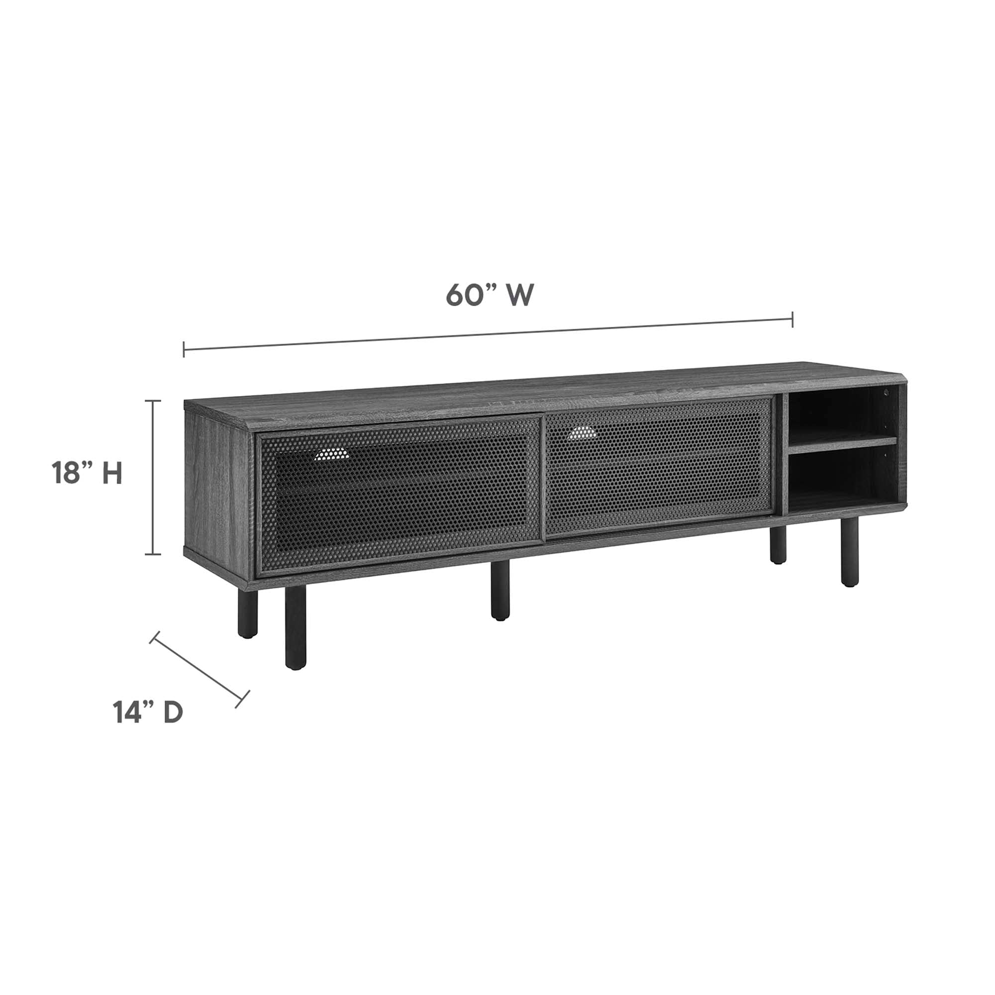 Kurtis 60" TV Stand, Charcoal