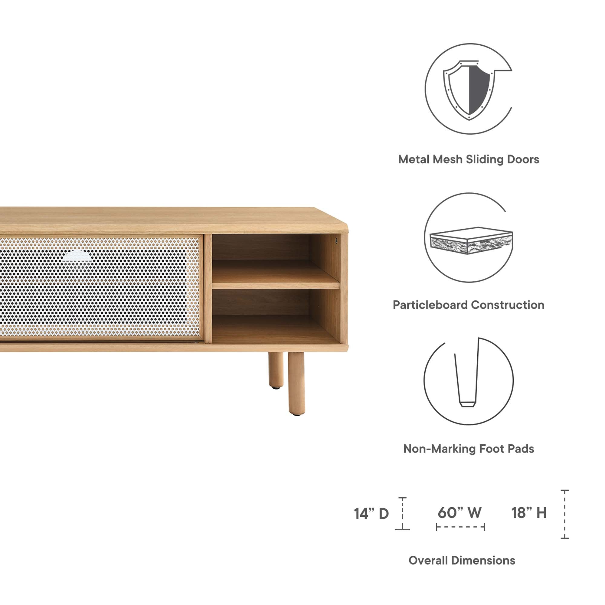 Kurtis 60" TV Stand, Oak
