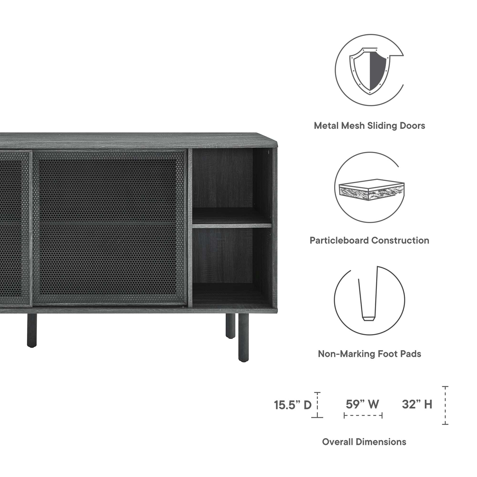 Kurtis 59" Sideboard, Charcoal
