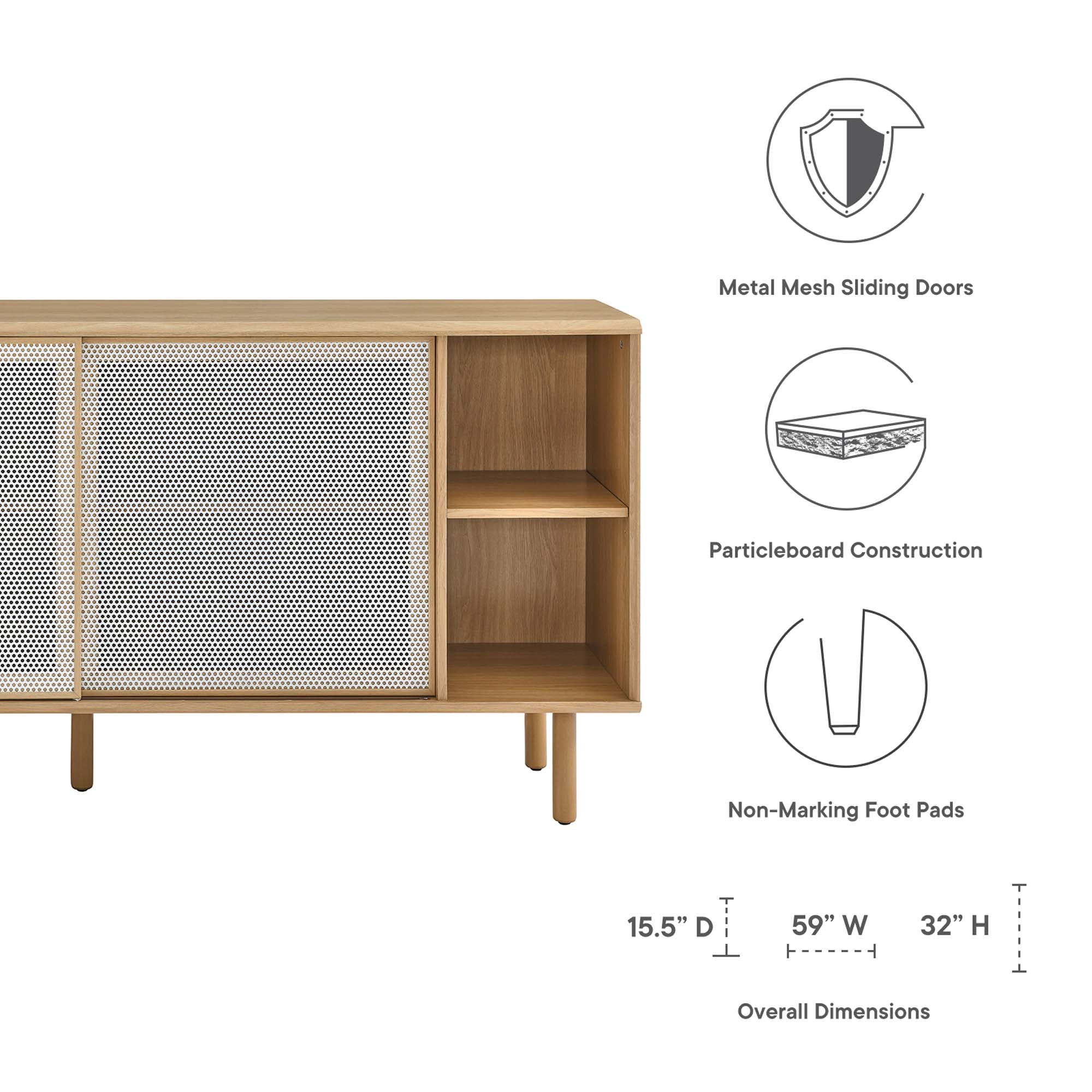 Kurtis 59" Sideboard, Oak