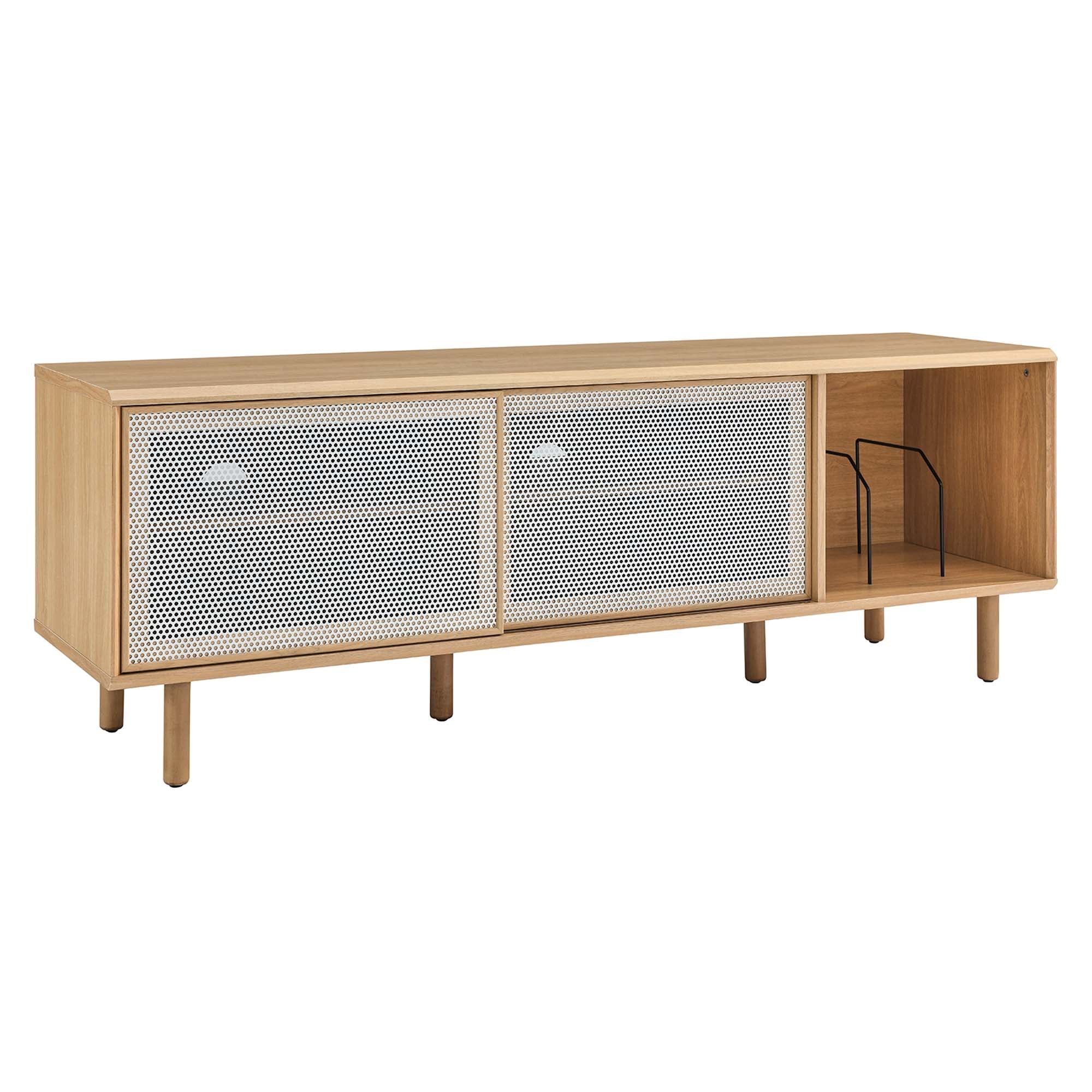 Kurtis 67" TV and Vinyl Record Stand, Oak