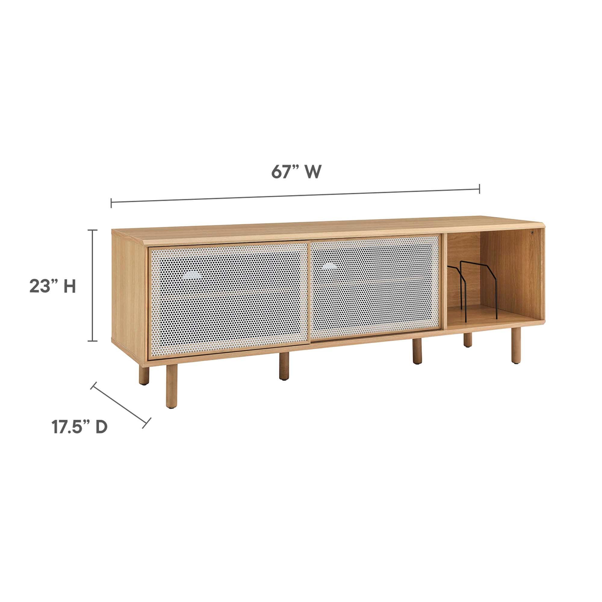 Kurtis 67" TV and Vinyl Record Stand, Oak