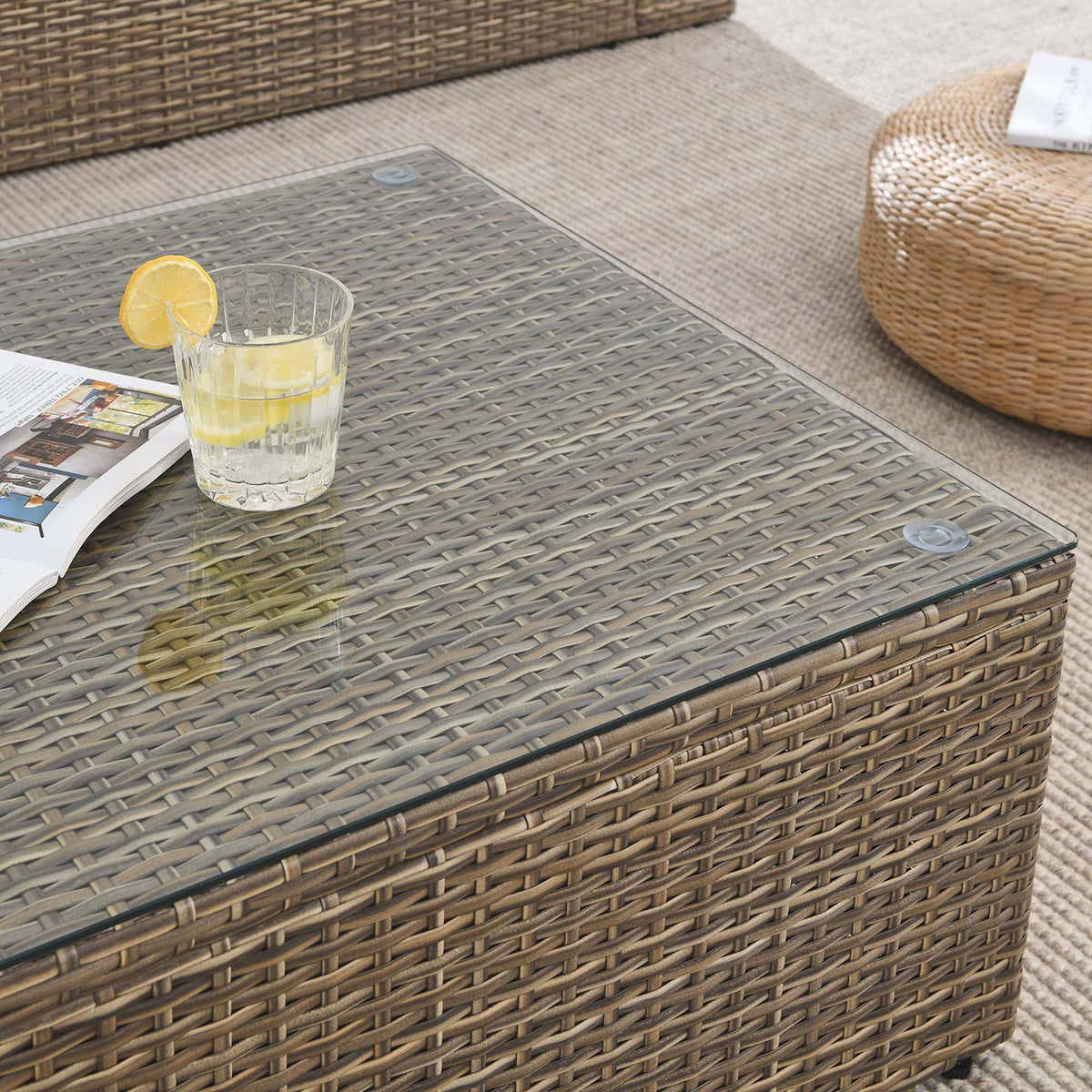 Convene Outdoor Patio Coffee Table, Brown