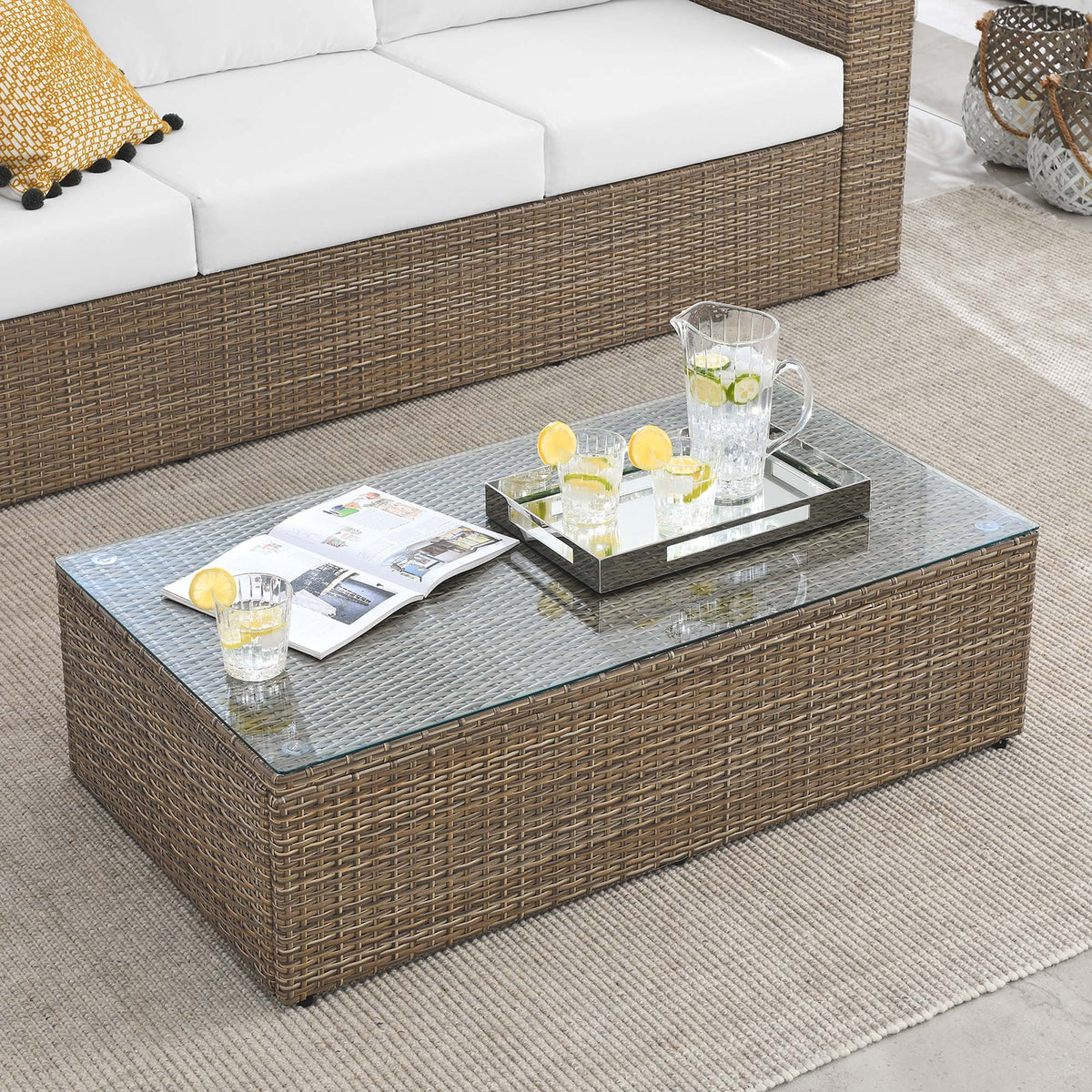Convene Outdoor Patio Coffee Table, Brown