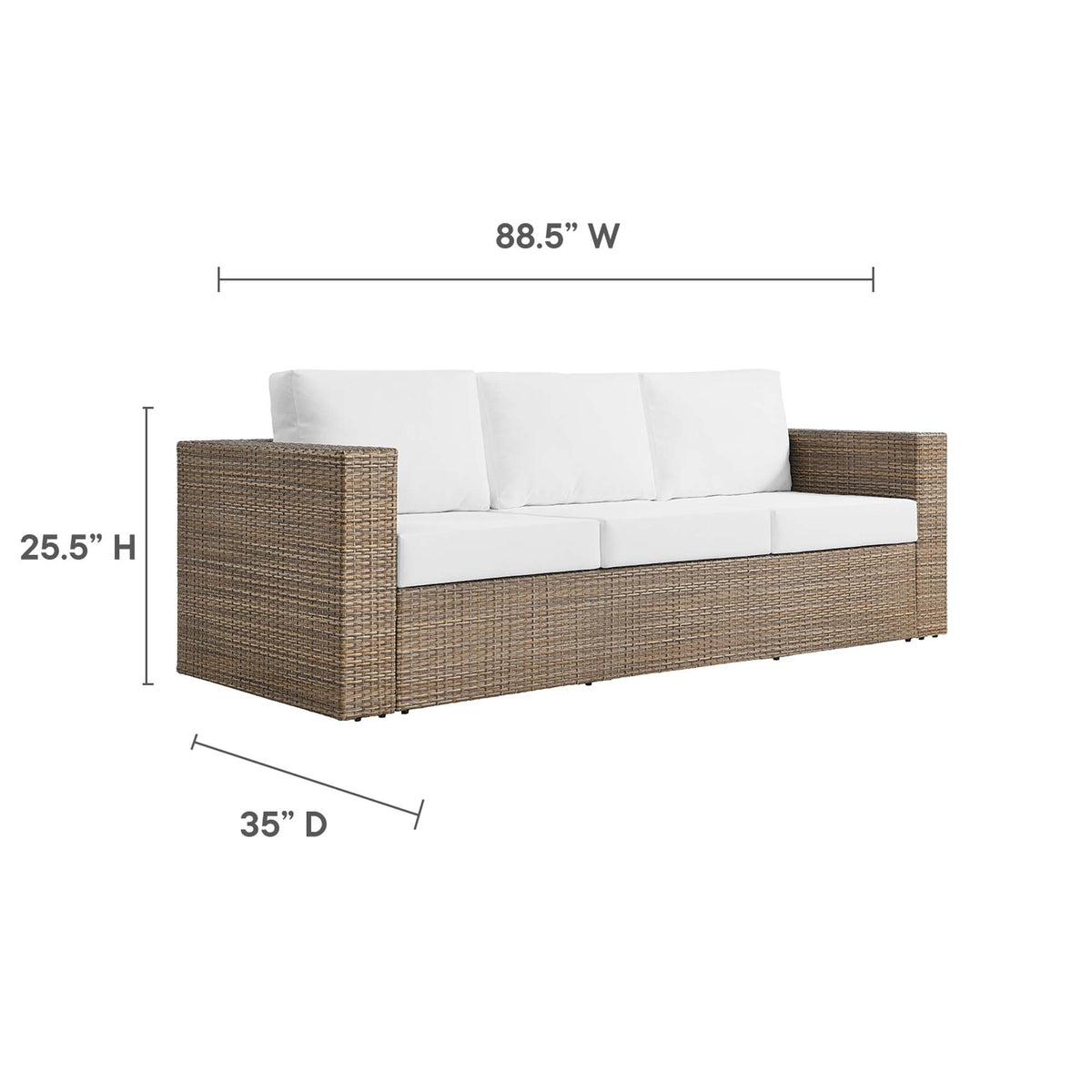 Convene Outdoor Patio Sofa, Cappuccino White