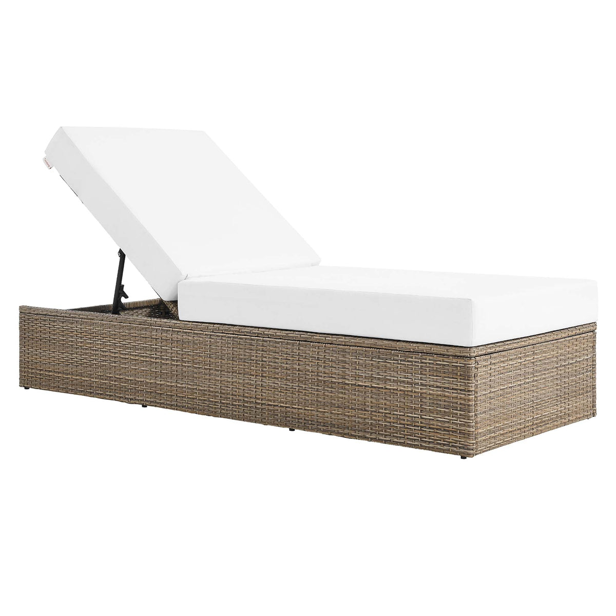 Convene Outdoor Patio Chaise Lounge Chair, Cappuccino White