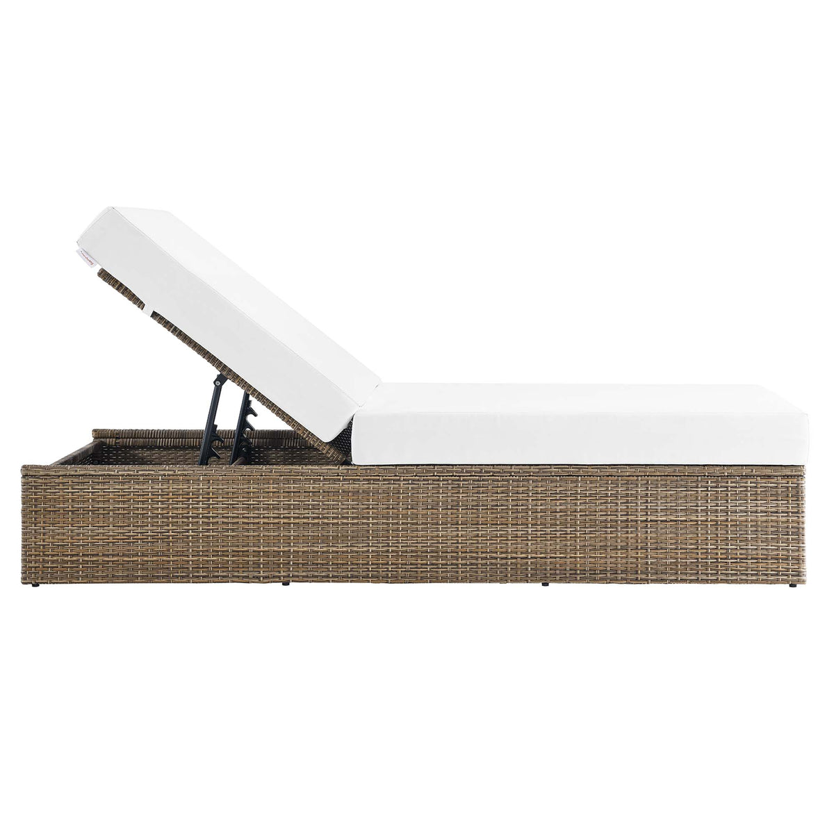 Convene Outdoor Patio Chaise Lounge Chair, Cappuccino White