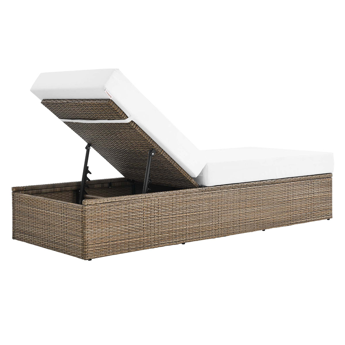 Convene Outdoor Patio Chaise Lounge Chair, Cappuccino White