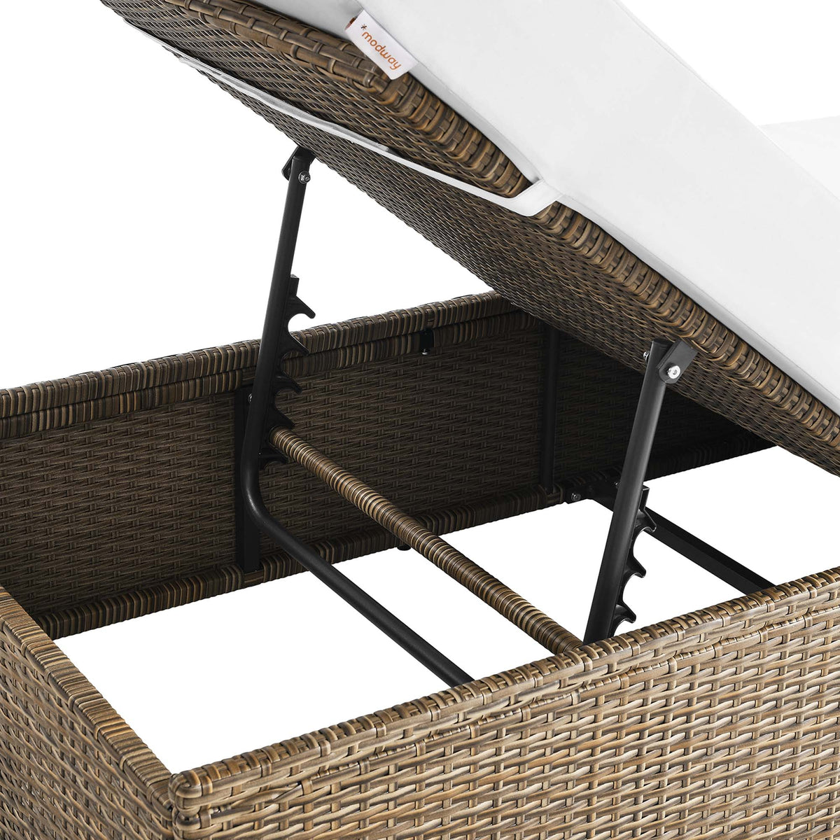Convene Outdoor Patio Chaise Lounge Chair, Cappuccino White