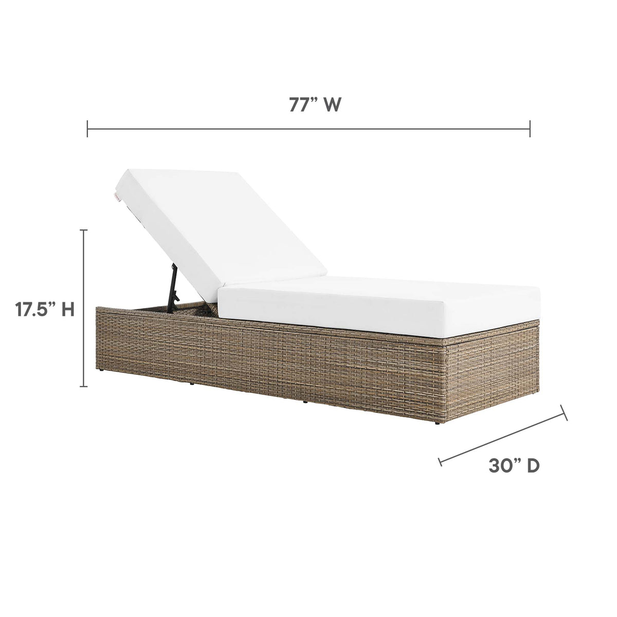 Convene Outdoor Patio Chaise Lounge Chair, Cappuccino White