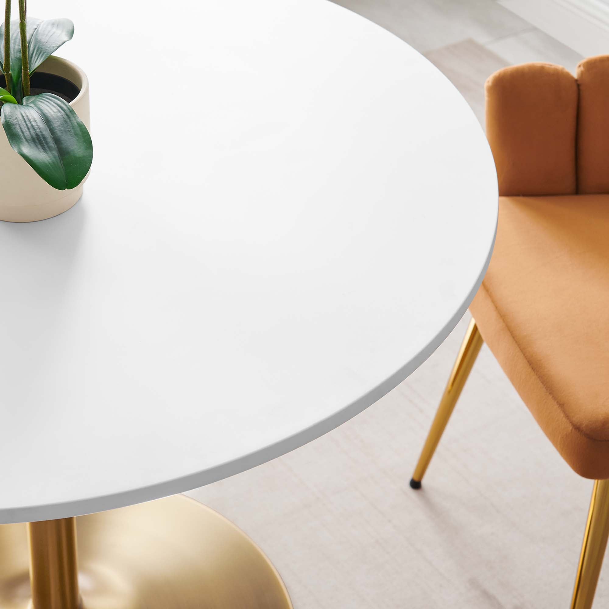 Amuse 40" Dining Table, Gold White